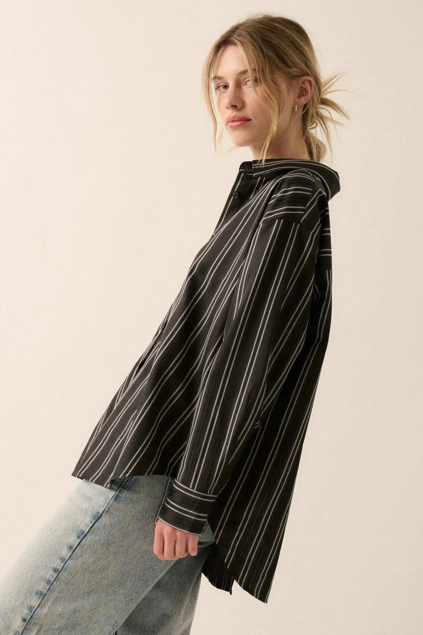 Back to Reality Striped Button-Back Shirt sold by Promesa product image thumbnail 5