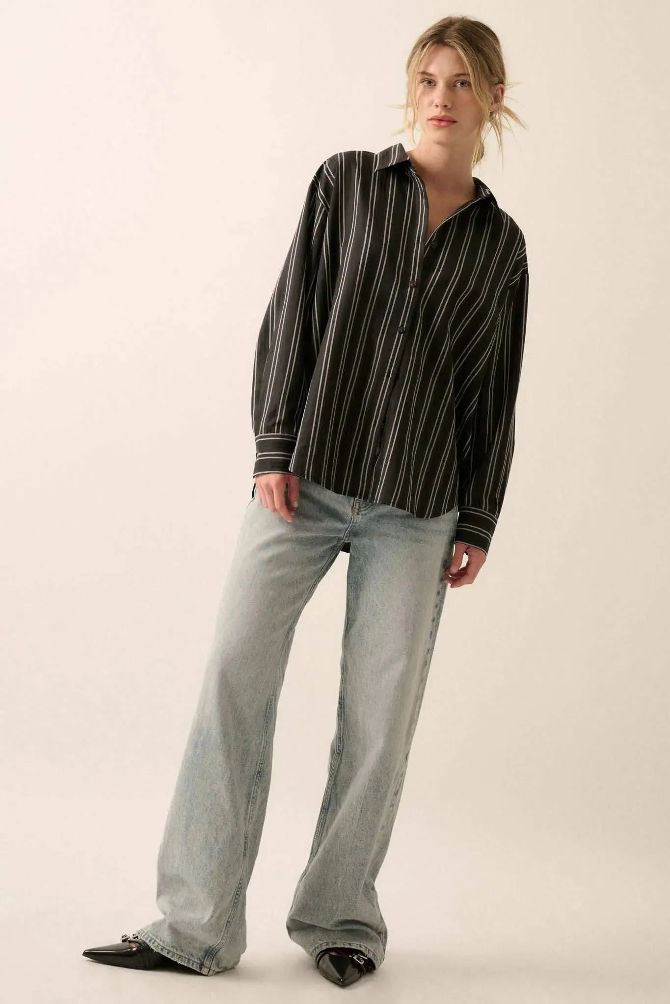 Back to Reality Striped Button-Back Shirt sold by Promesa product image thumbnail 4