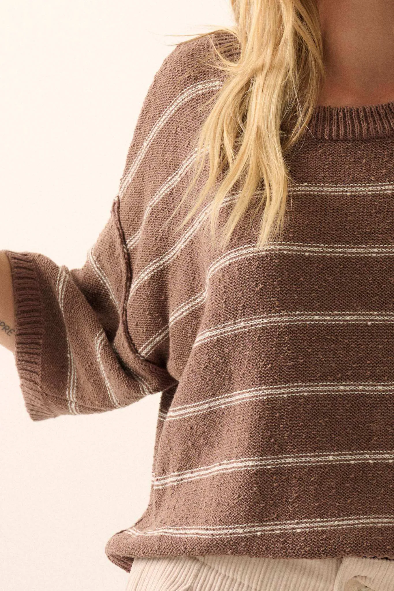 Read My Mind Striped Three-Quarter Sleeve Sweater sold by Promesa product image thumbnail 4