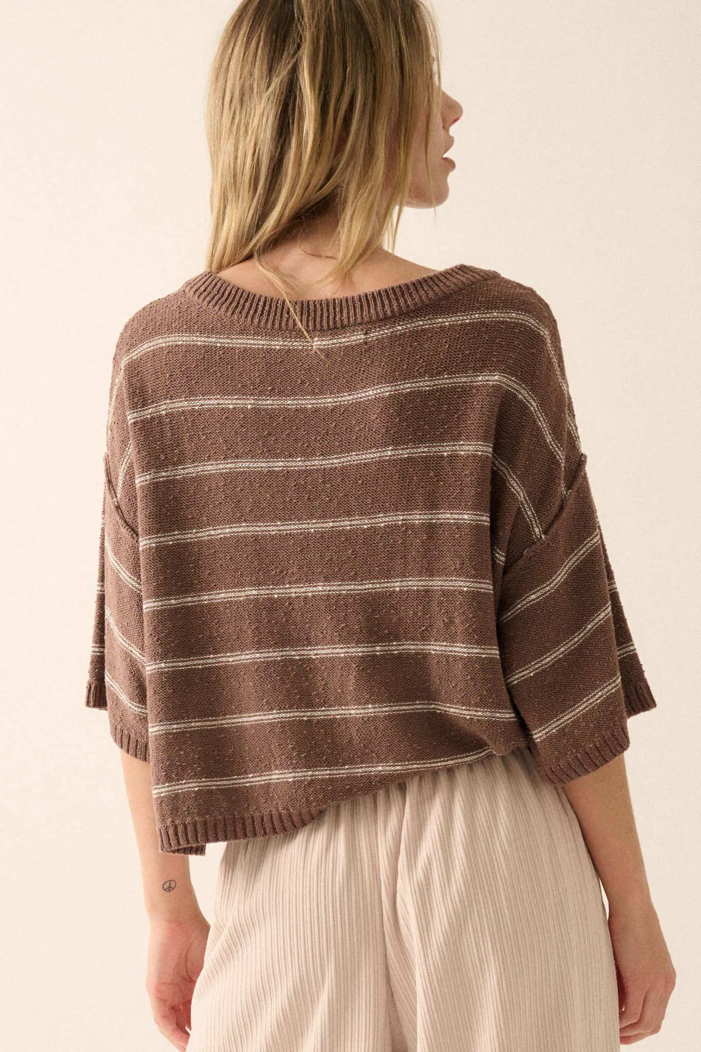 Read My Mind Striped Three-Quarter Sleeve Sweater sold by Promesa product image thumbnail 2