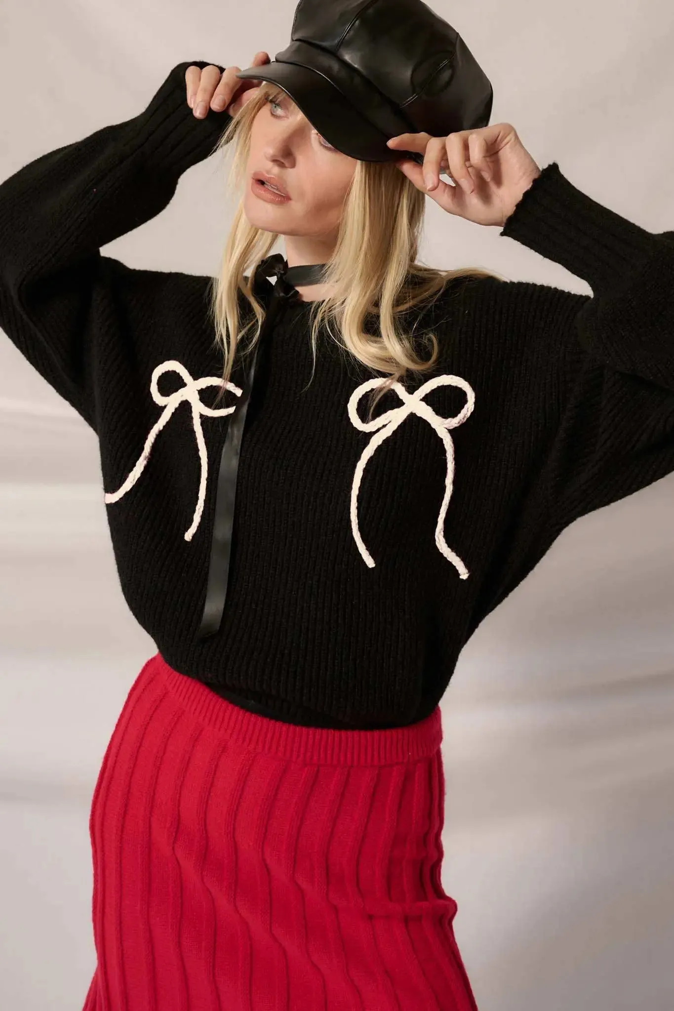 Tied and True Ribbed Knit Yarn Bow Sweater sold by Promesa product image thumbnail 4