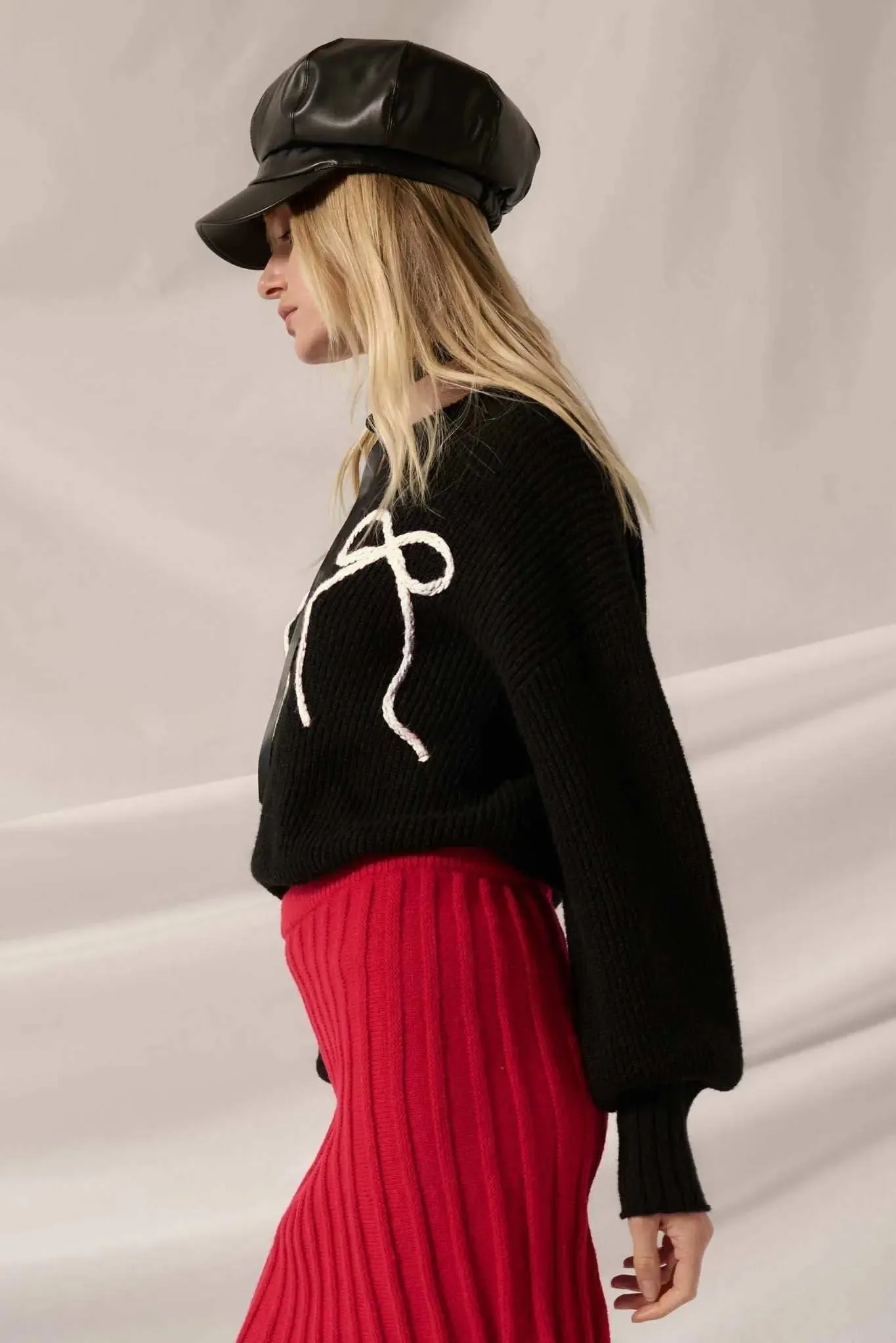 Tied and True Ribbed Knit Yarn Bow Sweater sold by Promesa product image thumbnail 5