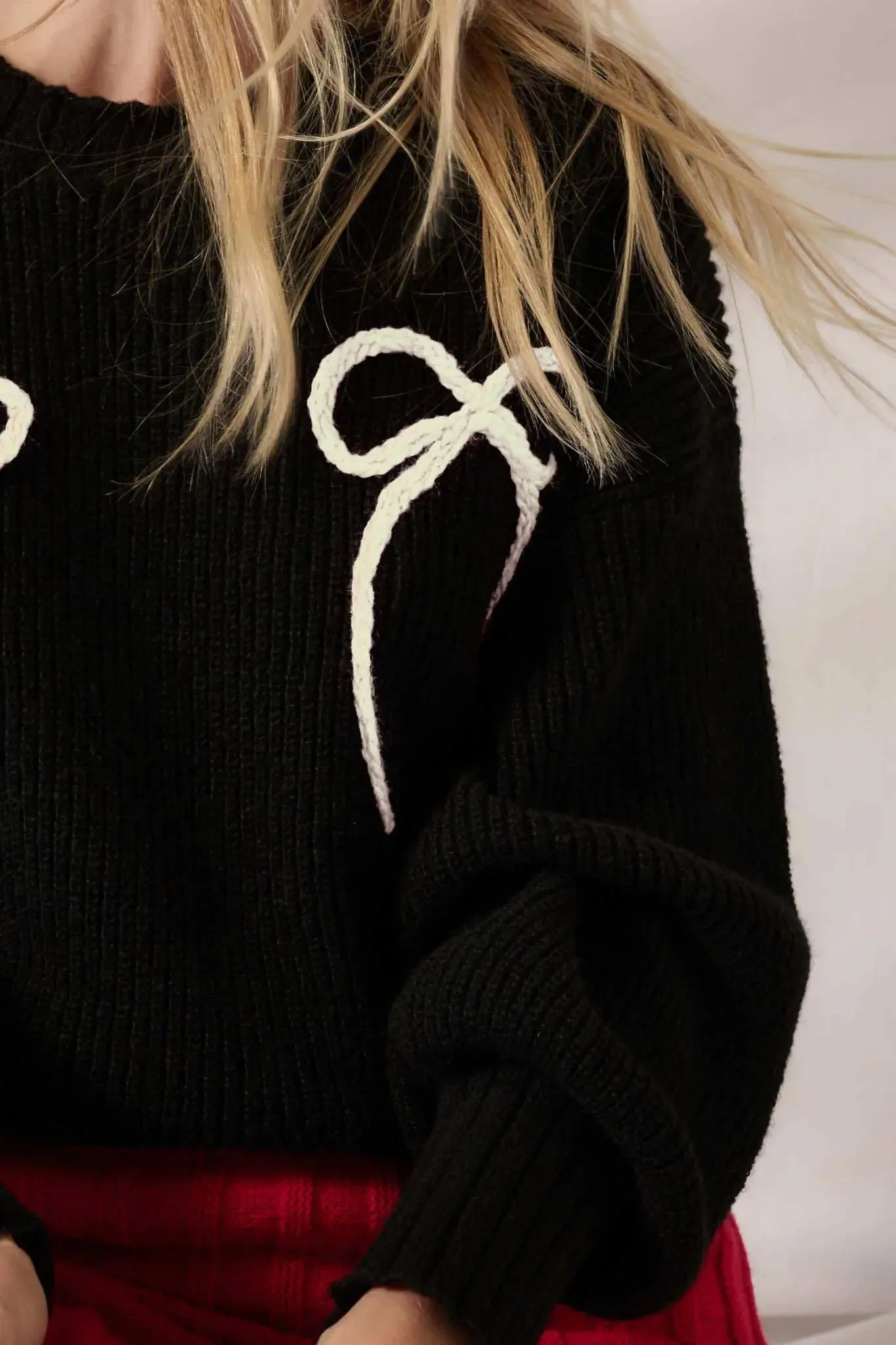 Tied and True Ribbed Knit Yarn Bow Sweater sold by Promesa product image thumbnail 2