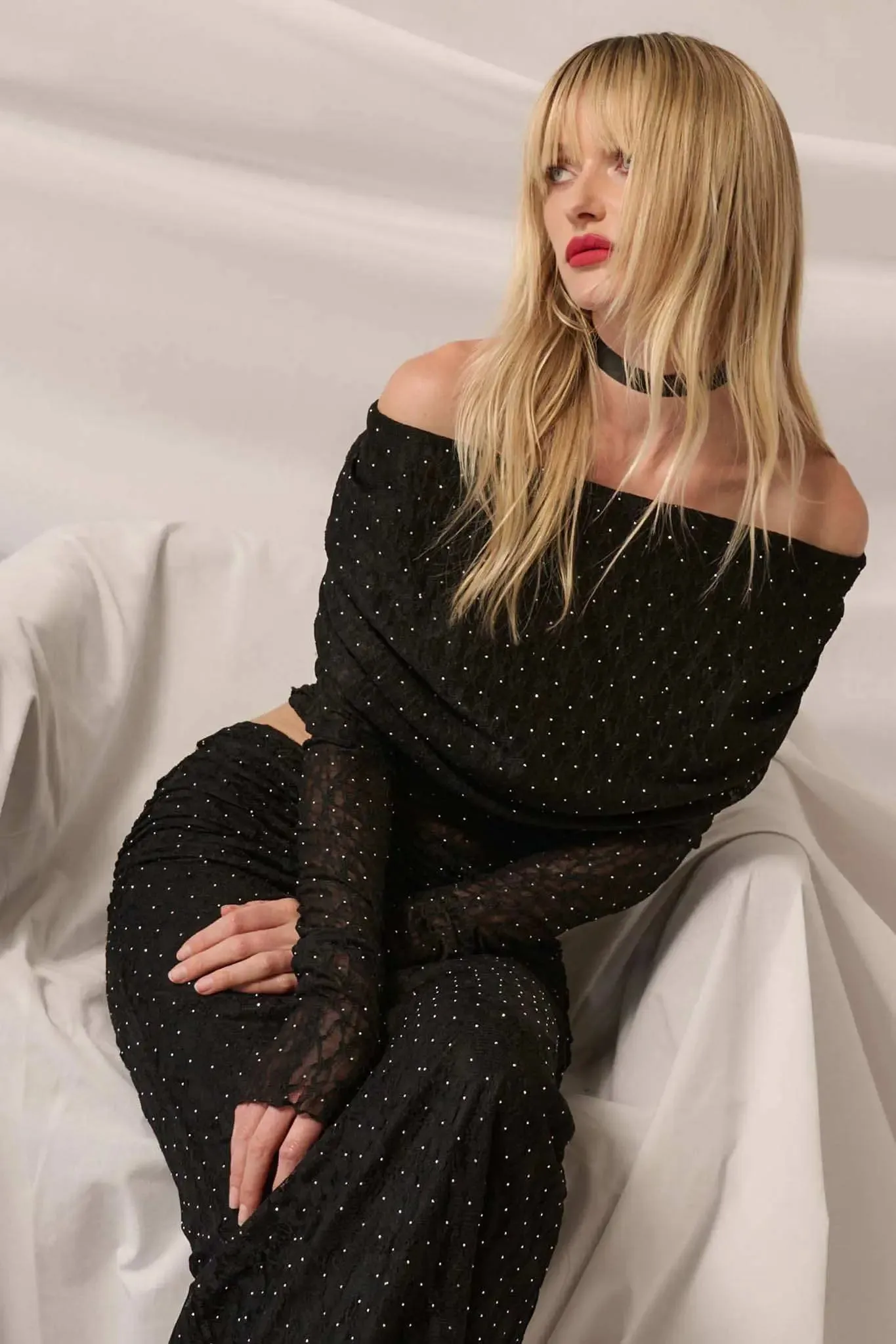 Written in the Stars Studded Lace Off-Shoulder Top sold by Promesa product image thumbnail 5