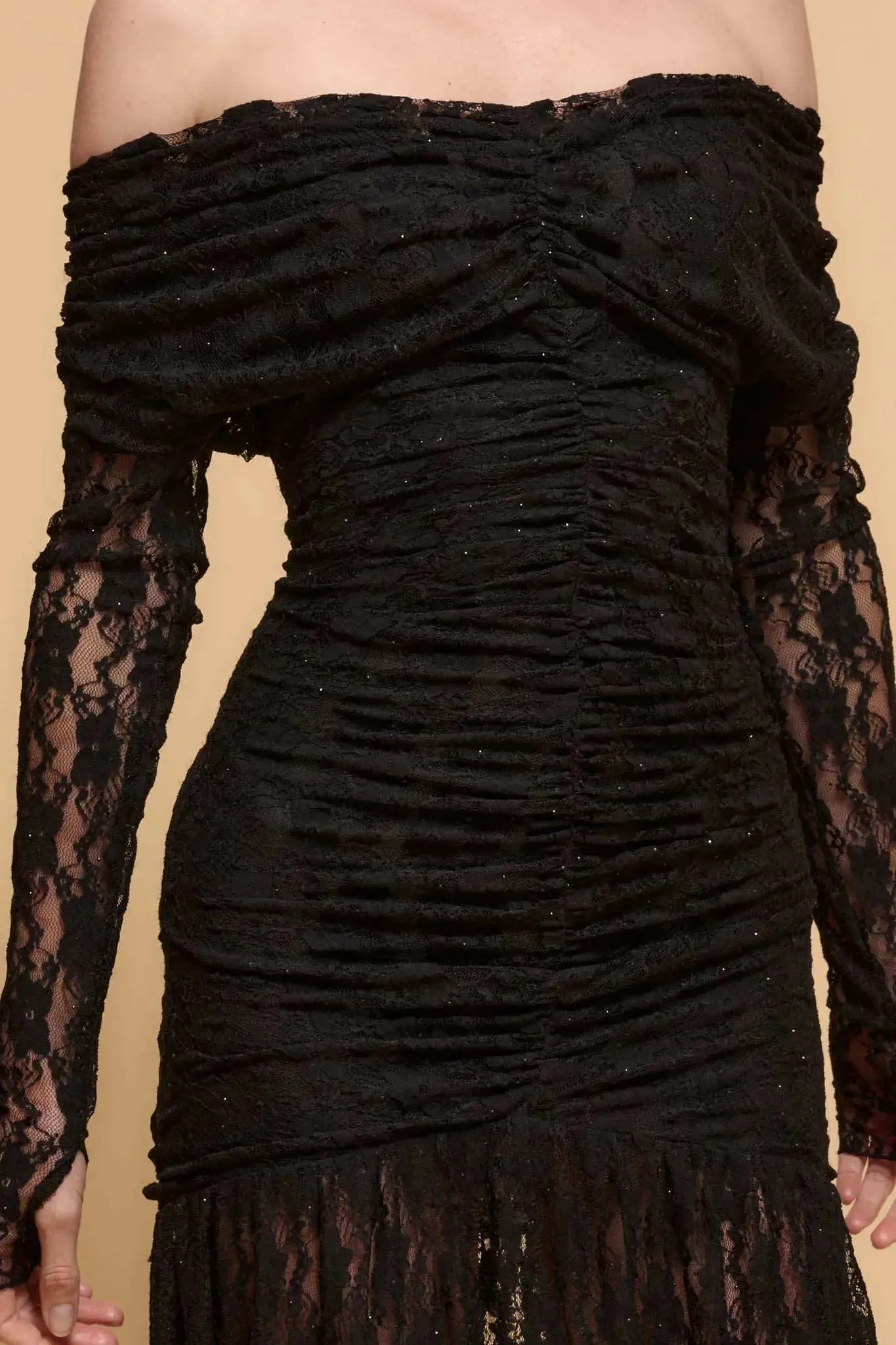 Starlit Romance Studded Lace Off-Shoulder Dress sold by Promesa product image thumbnail 2