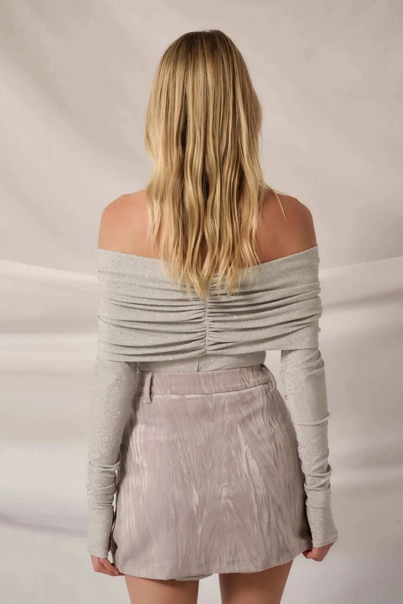 Light Years Studded Metallic Off-Shoulder Top sold by Promesa product image thumbnail 2