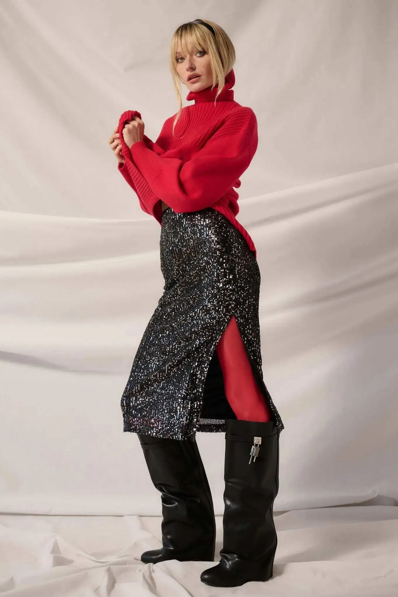 Heart of Glass Sequin Pencil Skirt sold by Promesa product image thumbnail 5