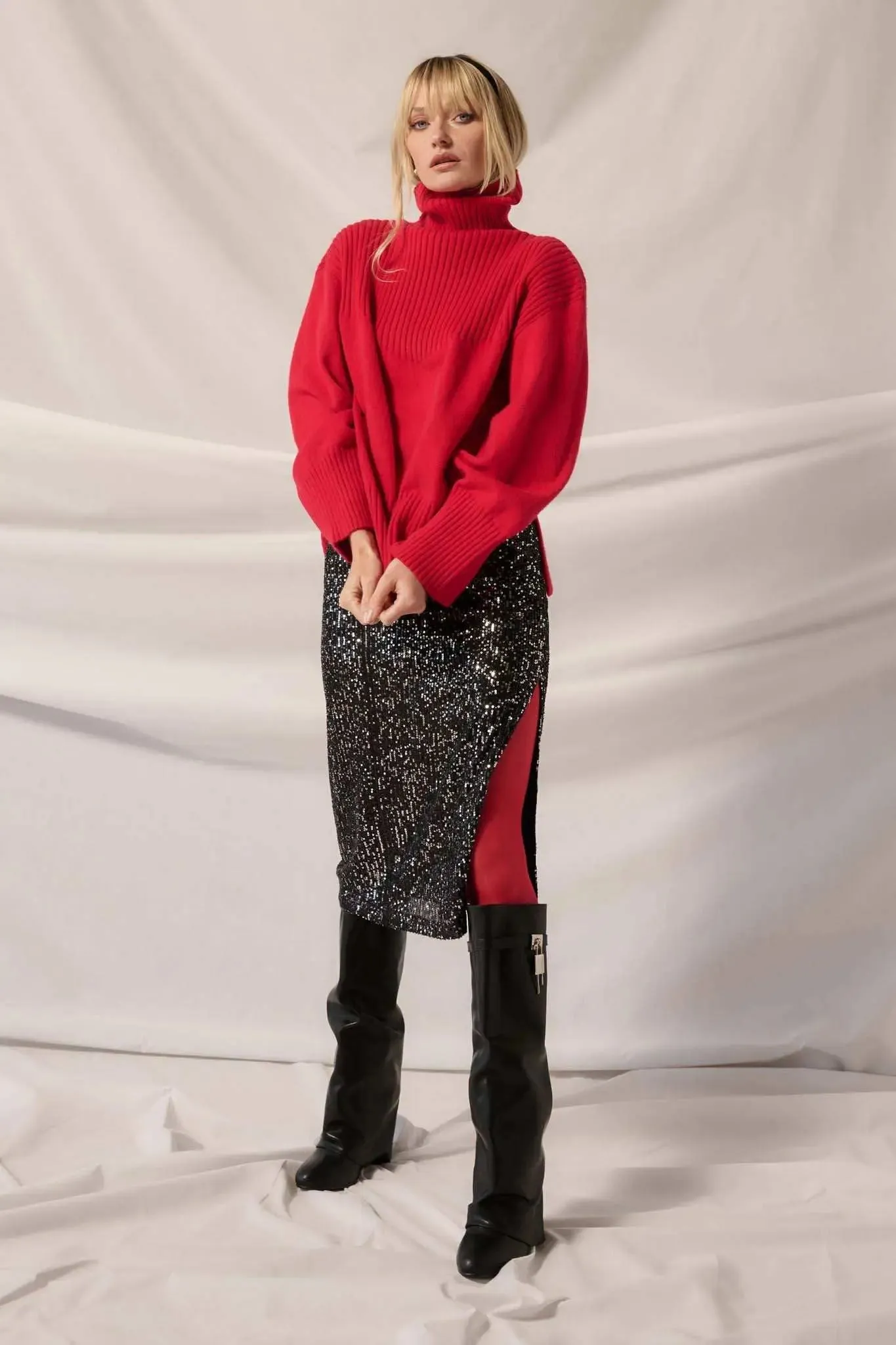 Heart of Glass Sequin Pencil Skirt sold by Promesa product image thumbnail 3