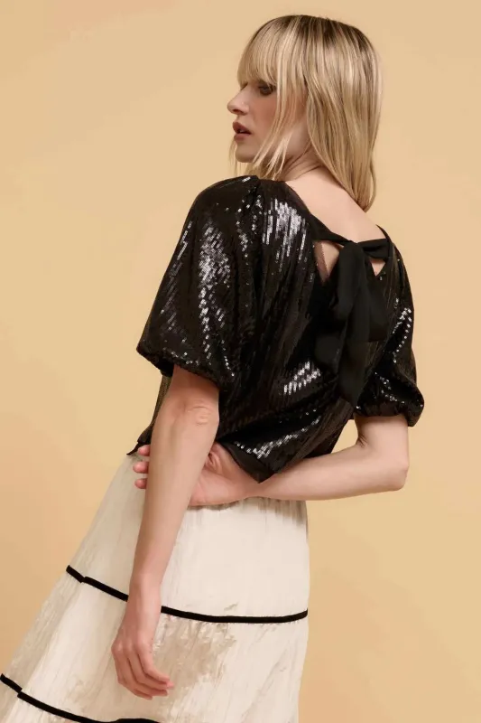 Best of My Love Sequin Puff-Sleeve Top sold by Promesa
