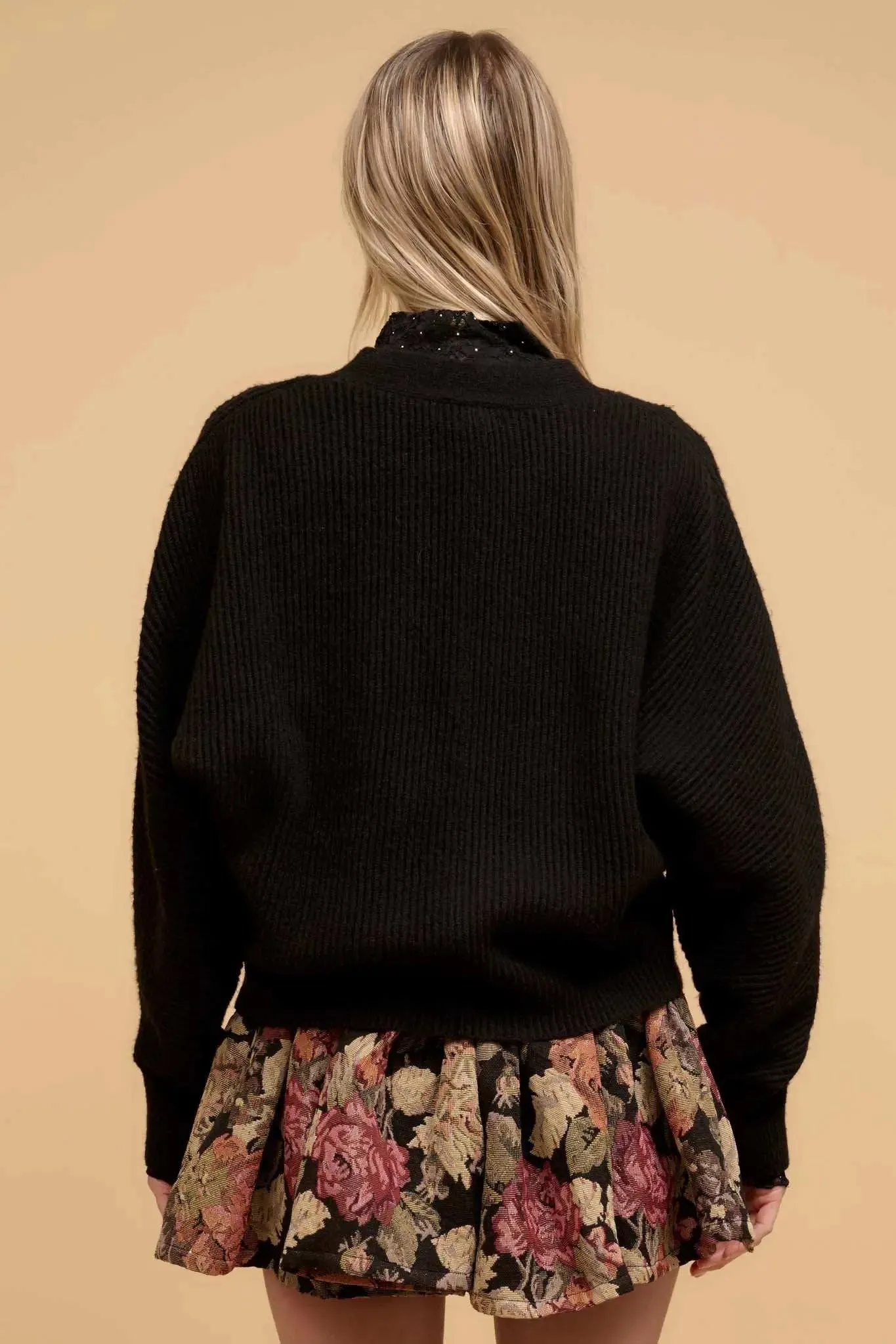 Stay Close Ribbed Knit Dolman Cardigan Sweater sold by Promesa product image thumbnail 2