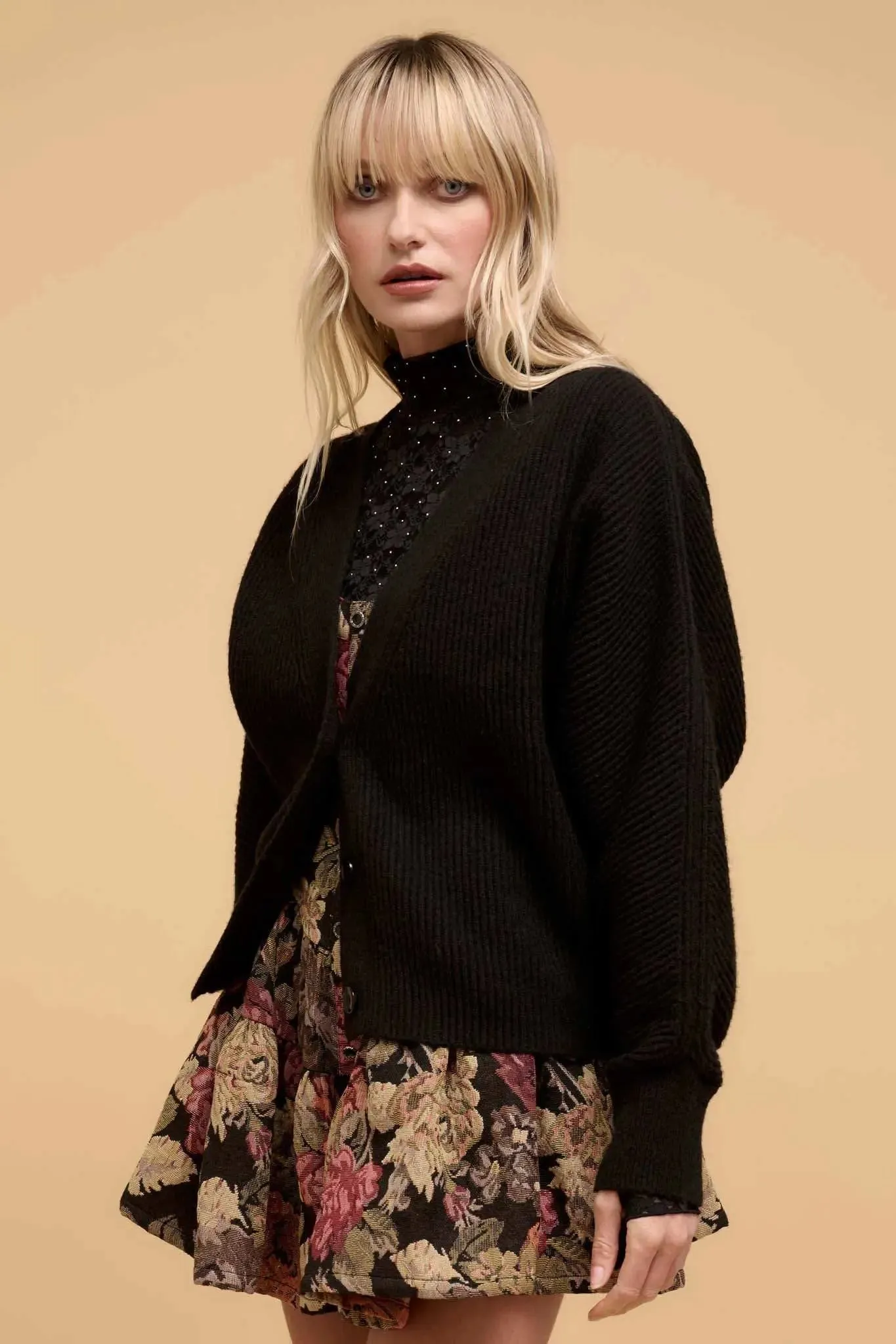 Stay Close Ribbed Knit Dolman Cardigan Sweater sold by Promesa product image thumbnail 5