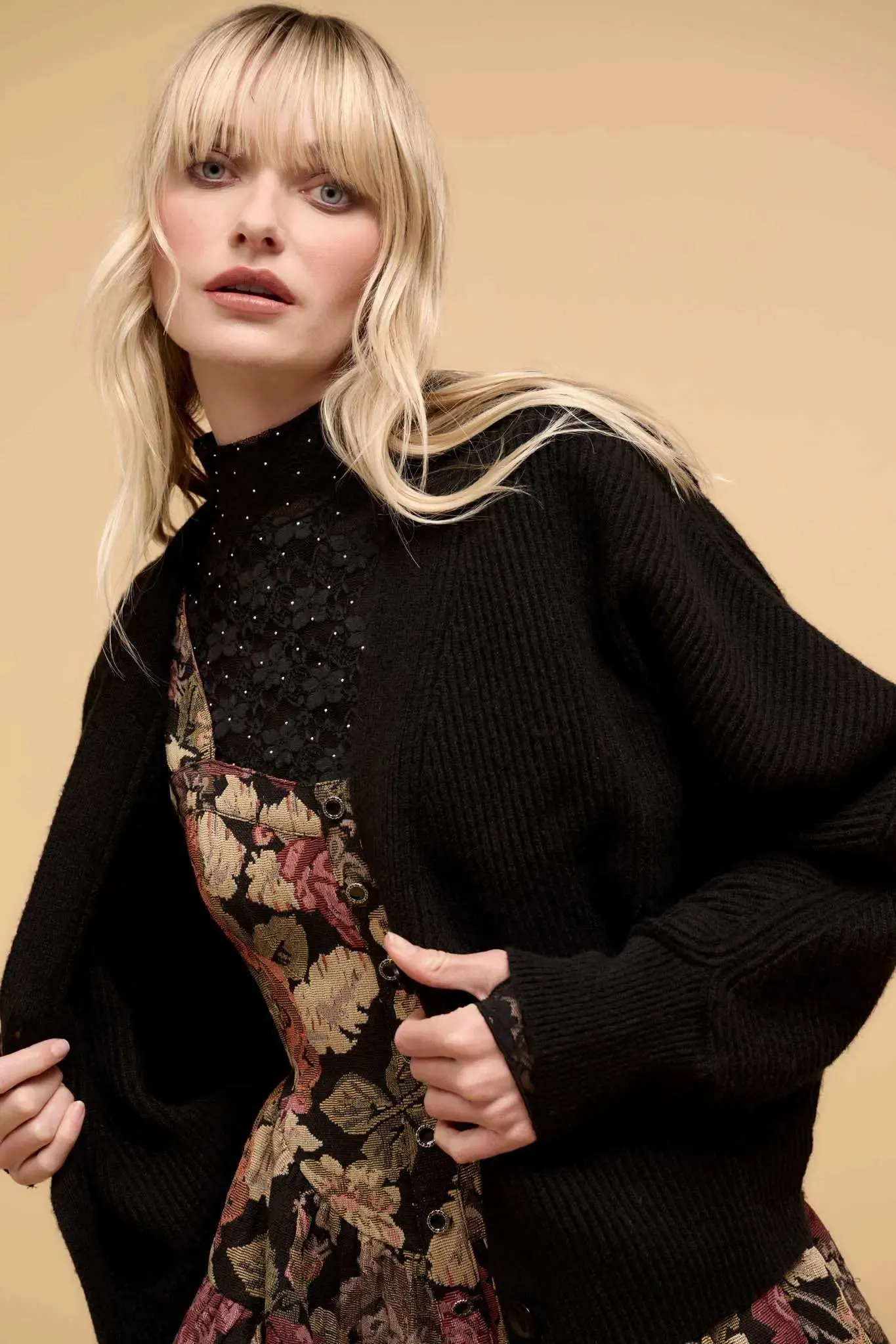 Stay Close Ribbed Knit Dolman Cardigan Sweater sold by Promesa