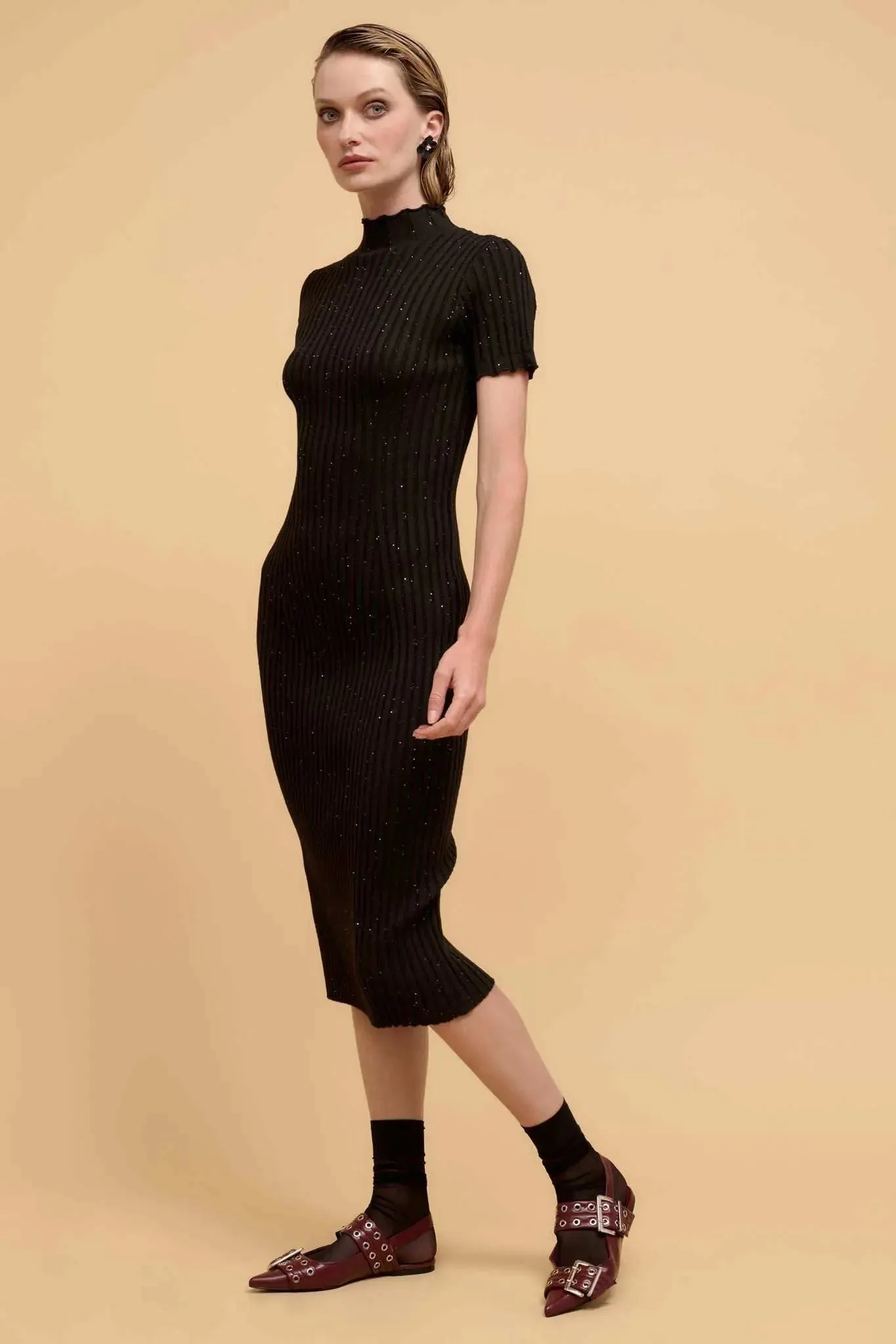 Sparks Fly Sequin Rib-Knit Midi Sweater Dress sold by Promesa product image thumbnail 5