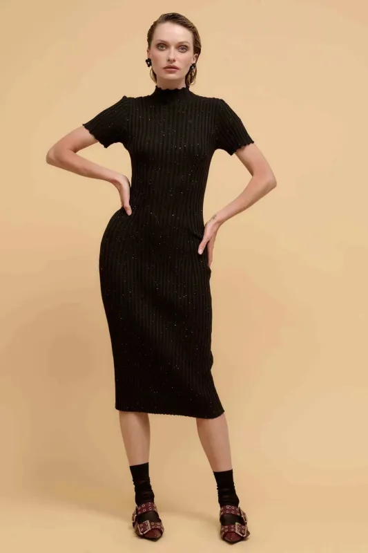 Sparks Fly Sequin Rib-Knit Midi Sweater Dress sold by Promesa