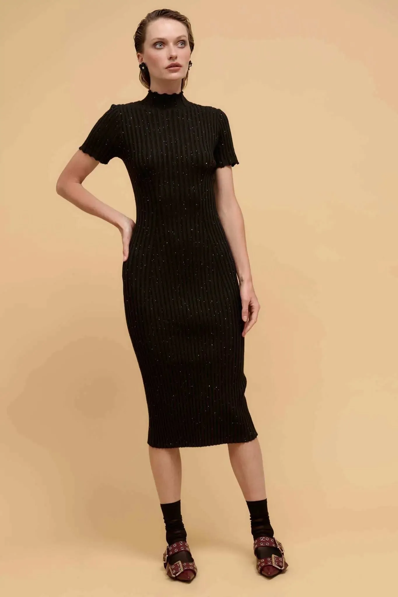 Sparks Fly Sequin Rib-Knit Midi Sweater Dress sold by Promesa product image thumbnail 3