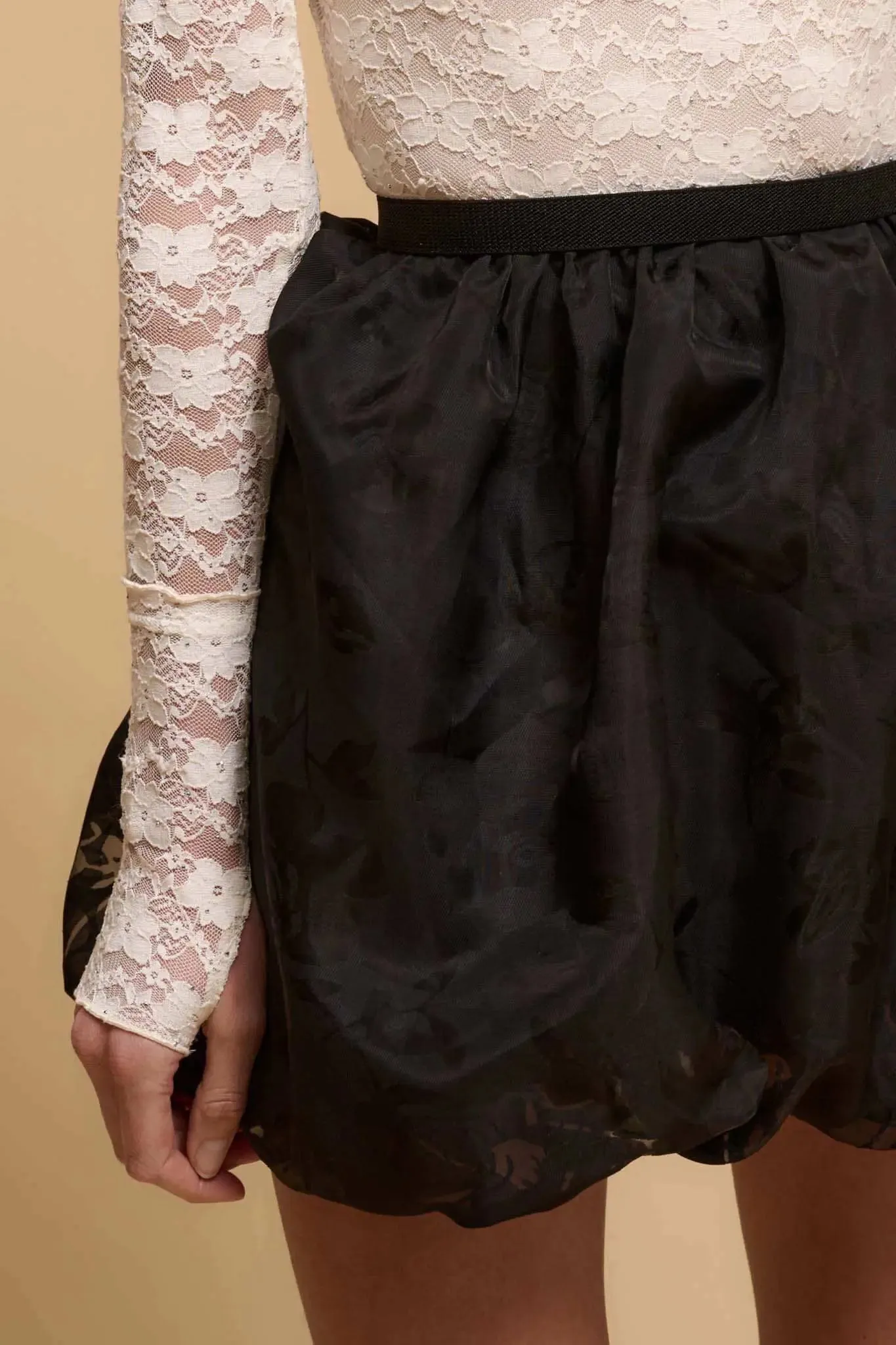 Flower by Night Floral Burnout Bubble Mini Skirt sold by Promesa product image thumbnail 3