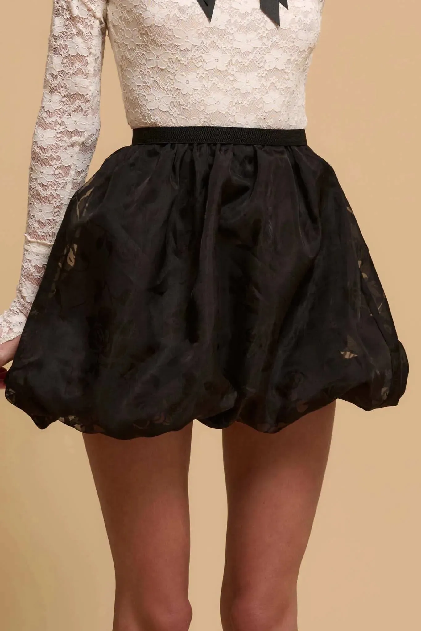 Flower by Night Floral Burnout Bubble Mini Skirt sold by Promesa product image thumbnail 2