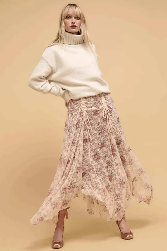 Secret Garden Floral-Print Lace Maxi Skirt sold by Promesa