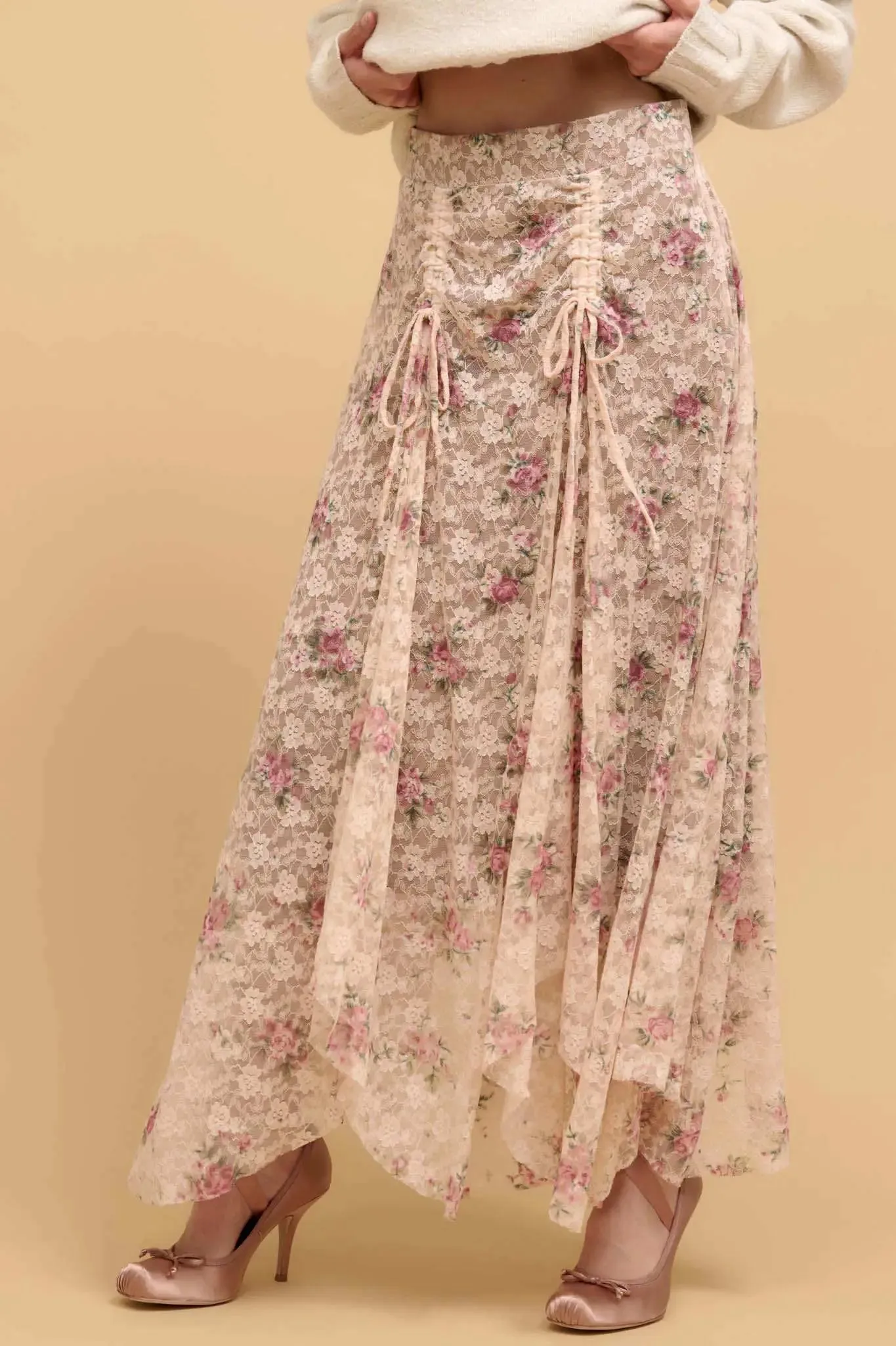 Secret Garden Floral-Print Lace Maxi Skirt sold by Promesa product image thumbnail 2