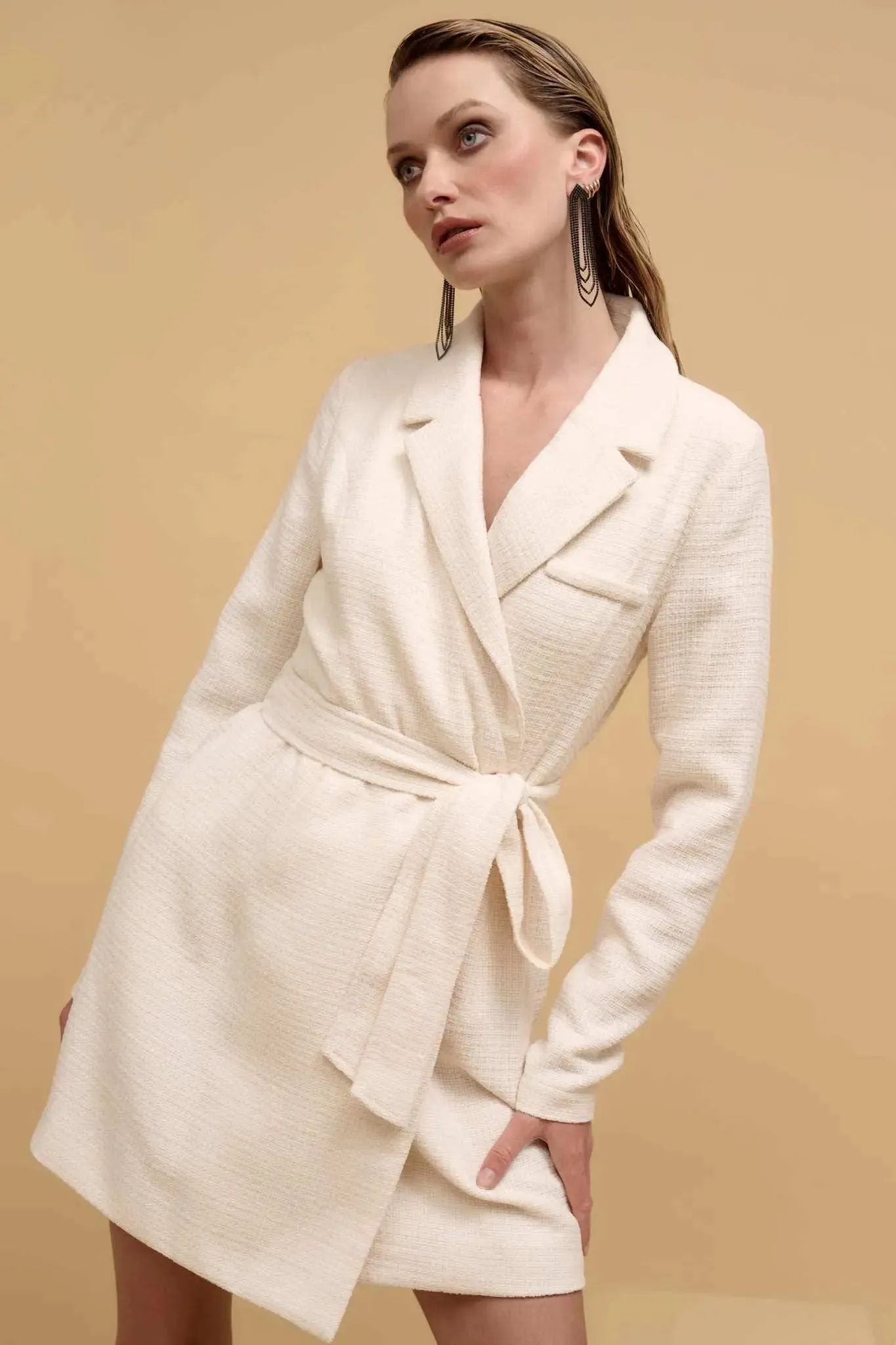 Working Late Tweed Belted Blazer Mini Dress sold by Promesa product image thumbnail 2