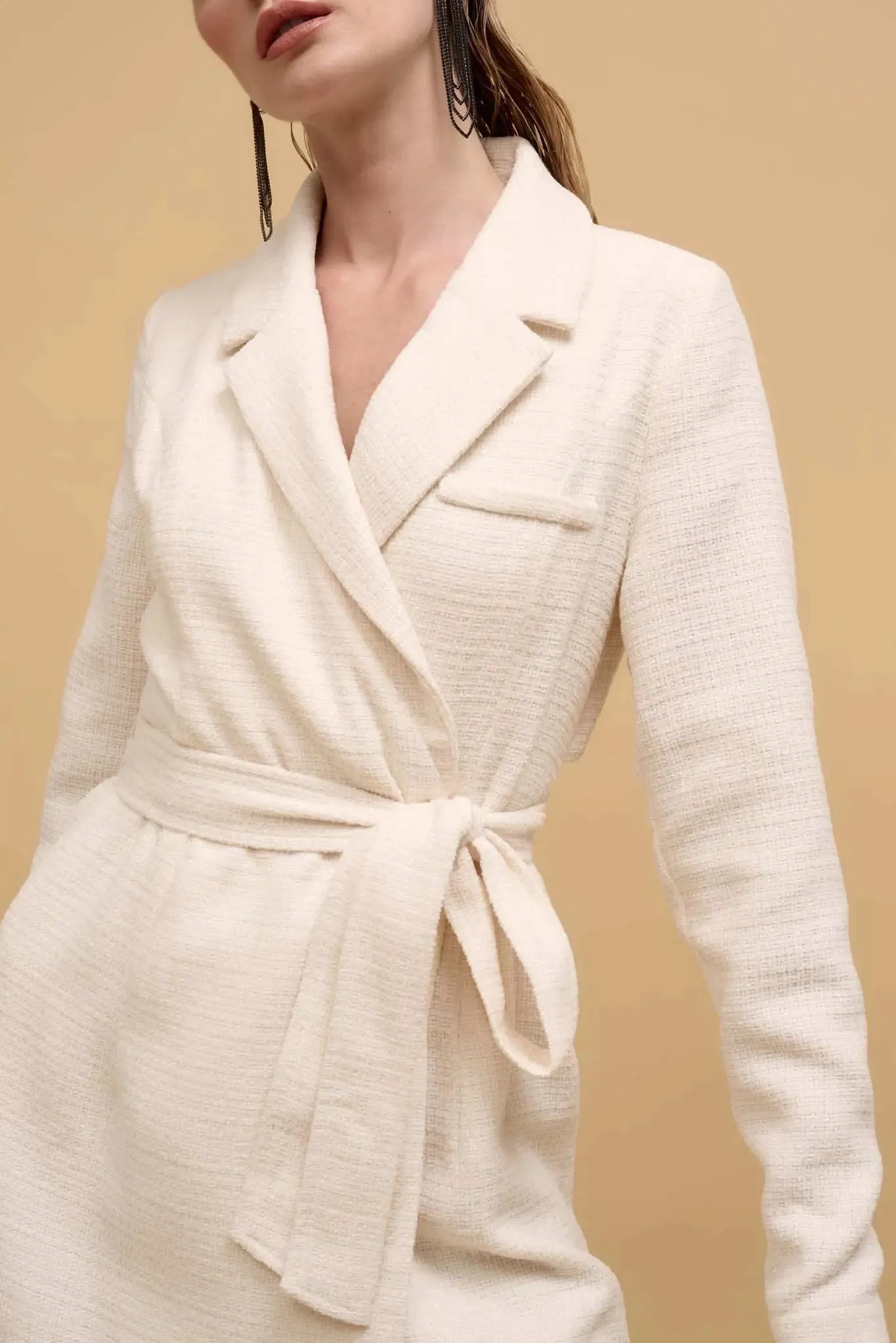 Working Late Tweed Belted Blazer Mini Dress sold by Promesa product image thumbnail 3