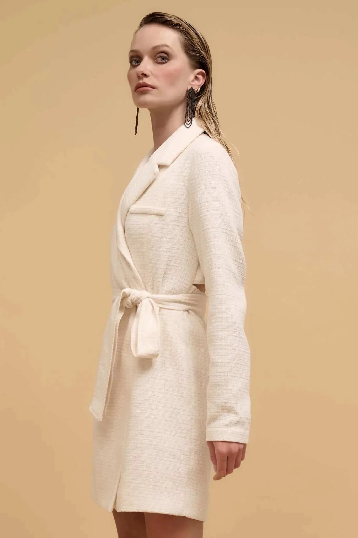 Working Late Tweed Belted Blazer Mini Dress sold by Promesa product image thumbnail 5