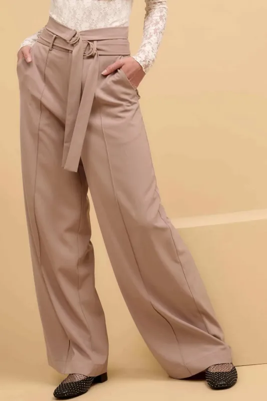 Move the Needle Double Belted Wide-Leg Pants sold by Promesa