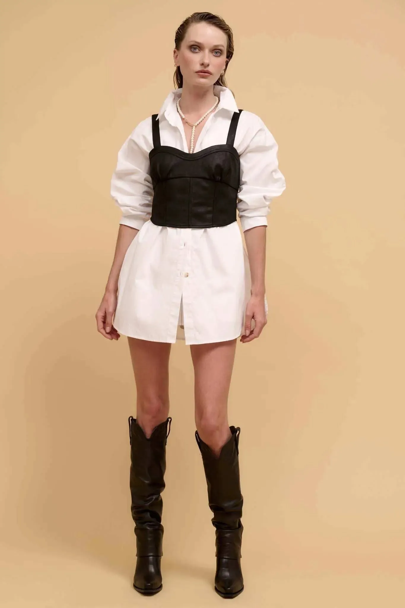 Human Nature Vegan Leather Cropped Corset Top sold by Promesa product image thumbnail 3