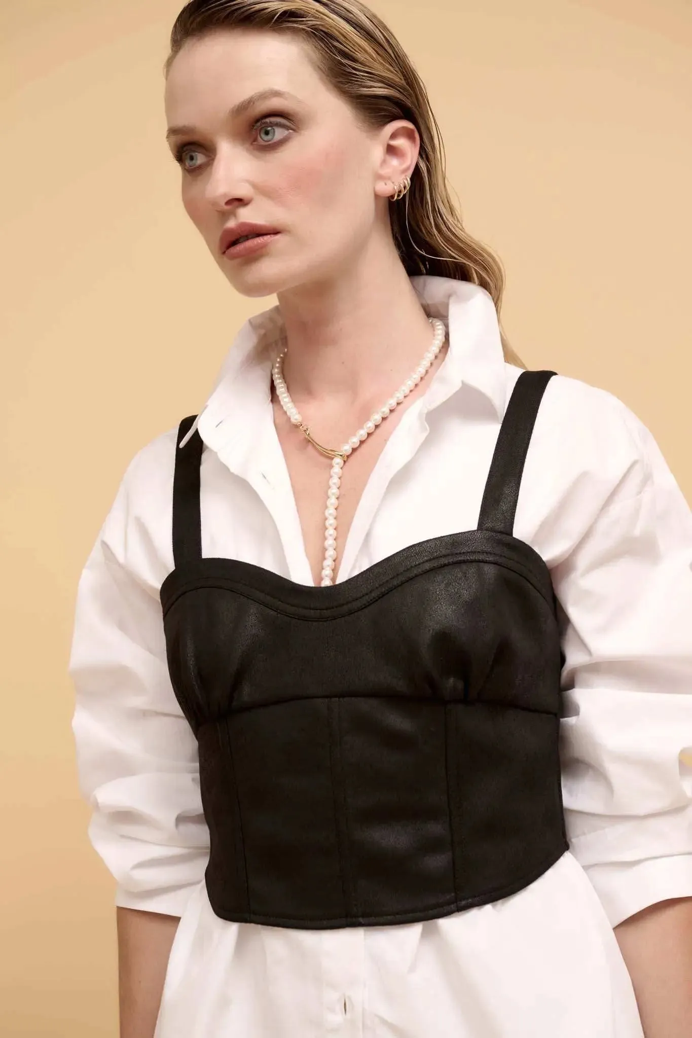 Human Nature Vegan Leather Cropped Corset Top sold by Promesa product image thumbnail 5