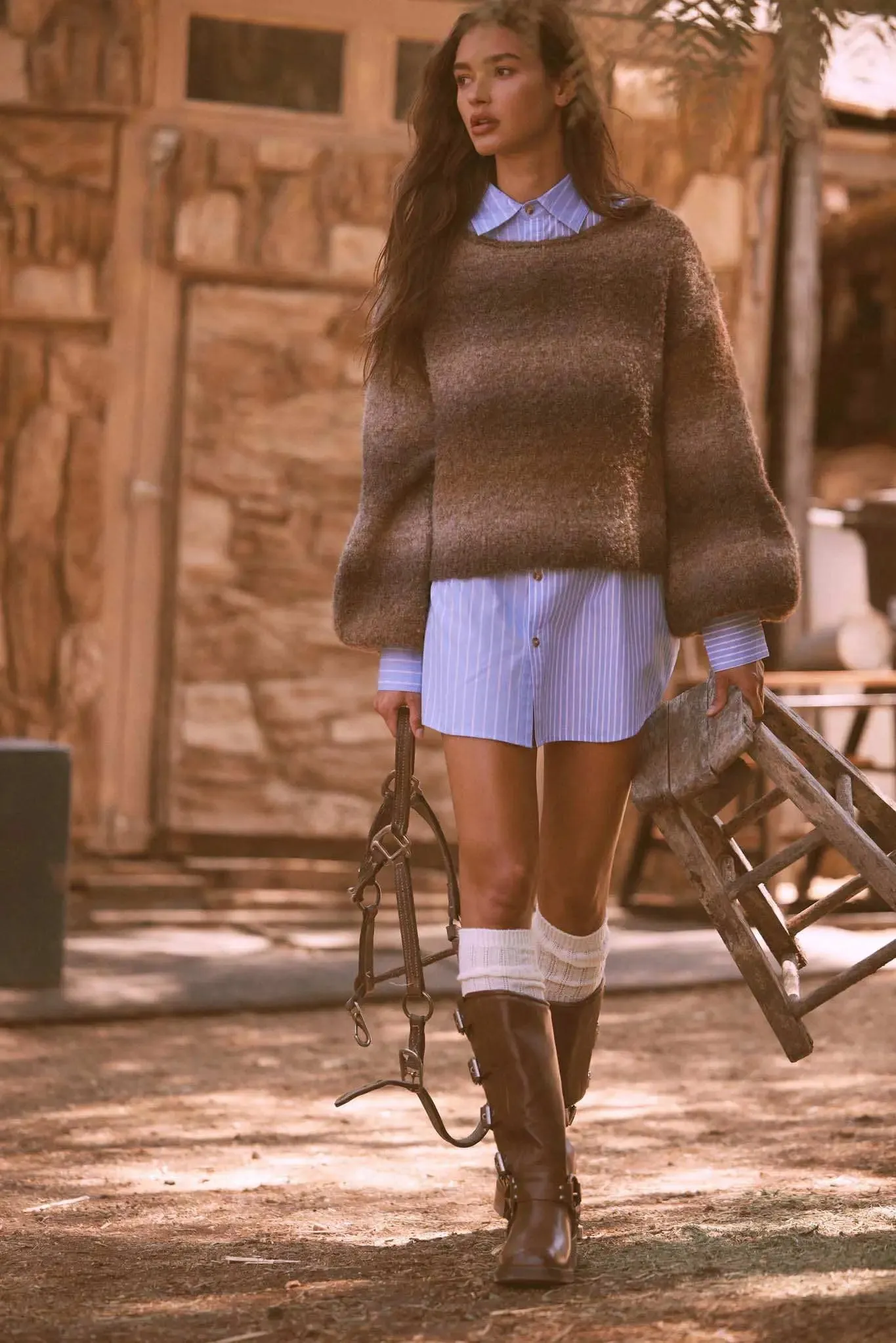 All for Hue Ombre Knit Bubble-Sleeve Sweater sold by Promesa product image thumbnail 2