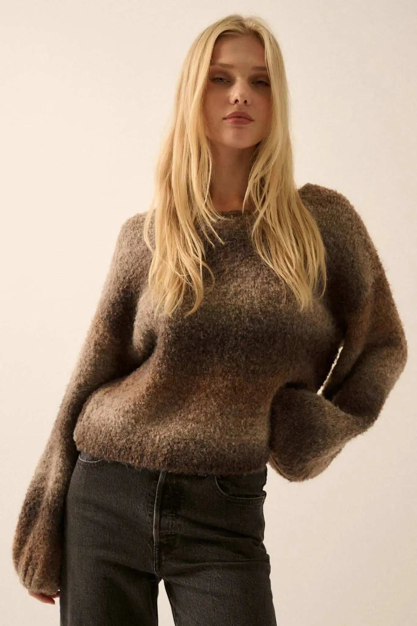 All for Hue Ombre Knit Bubble-Sleeve Sweater sold by Promesa product image thumbnail 4