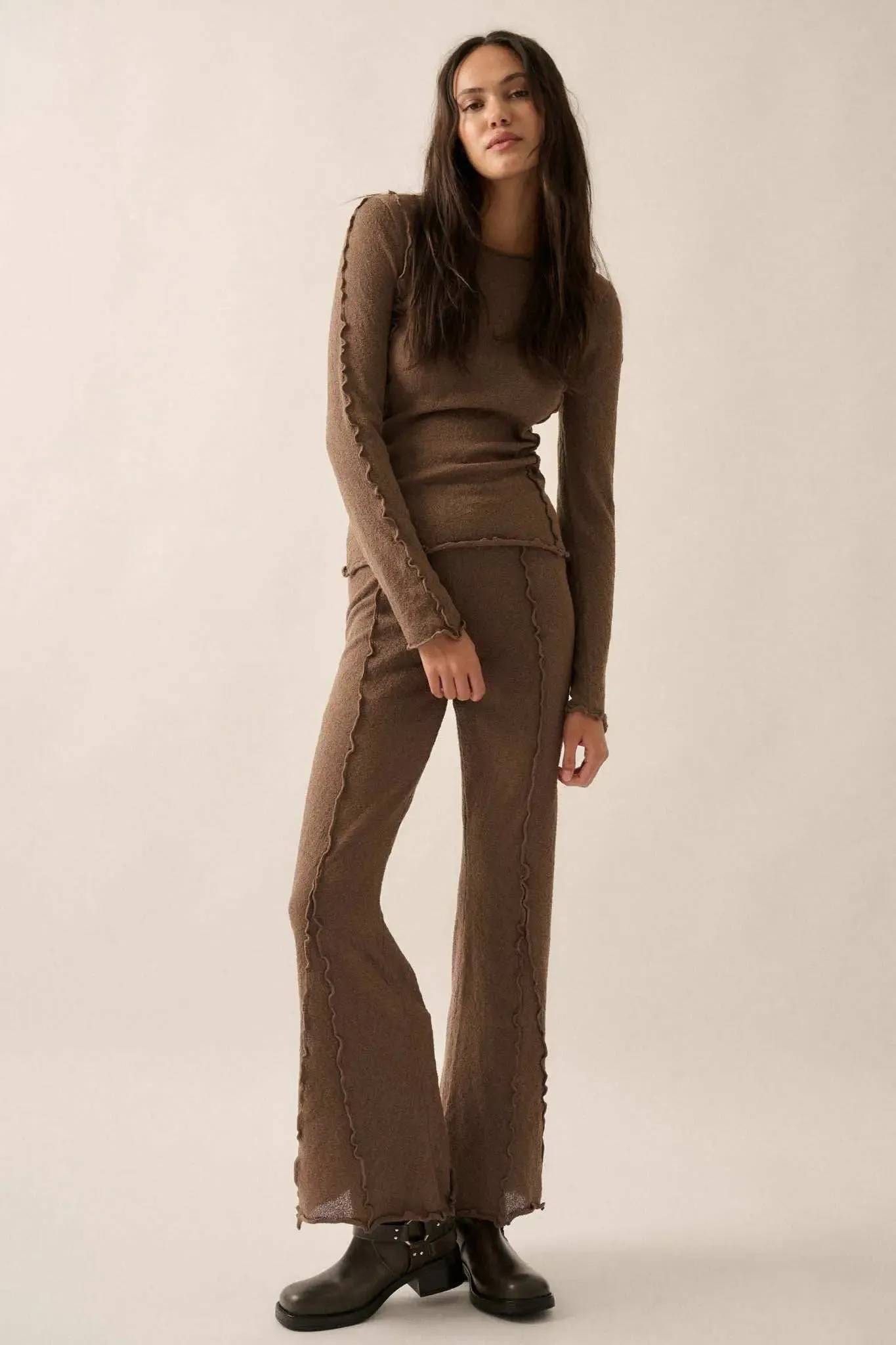 True to Life Textured Knit Exposed-Seam Top sold by Promesa product image thumbnail 3