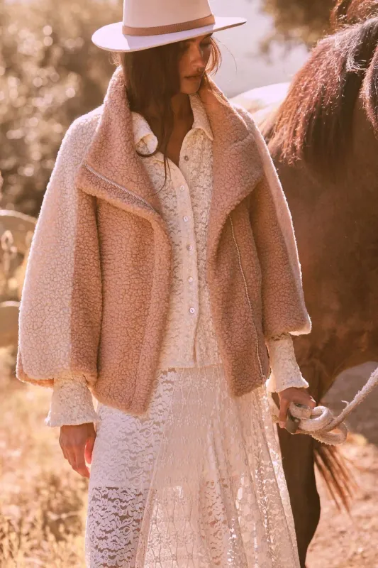 Teddy Bear Picnic Colorblock Sherpa Fleece Jacket sold by Promesa