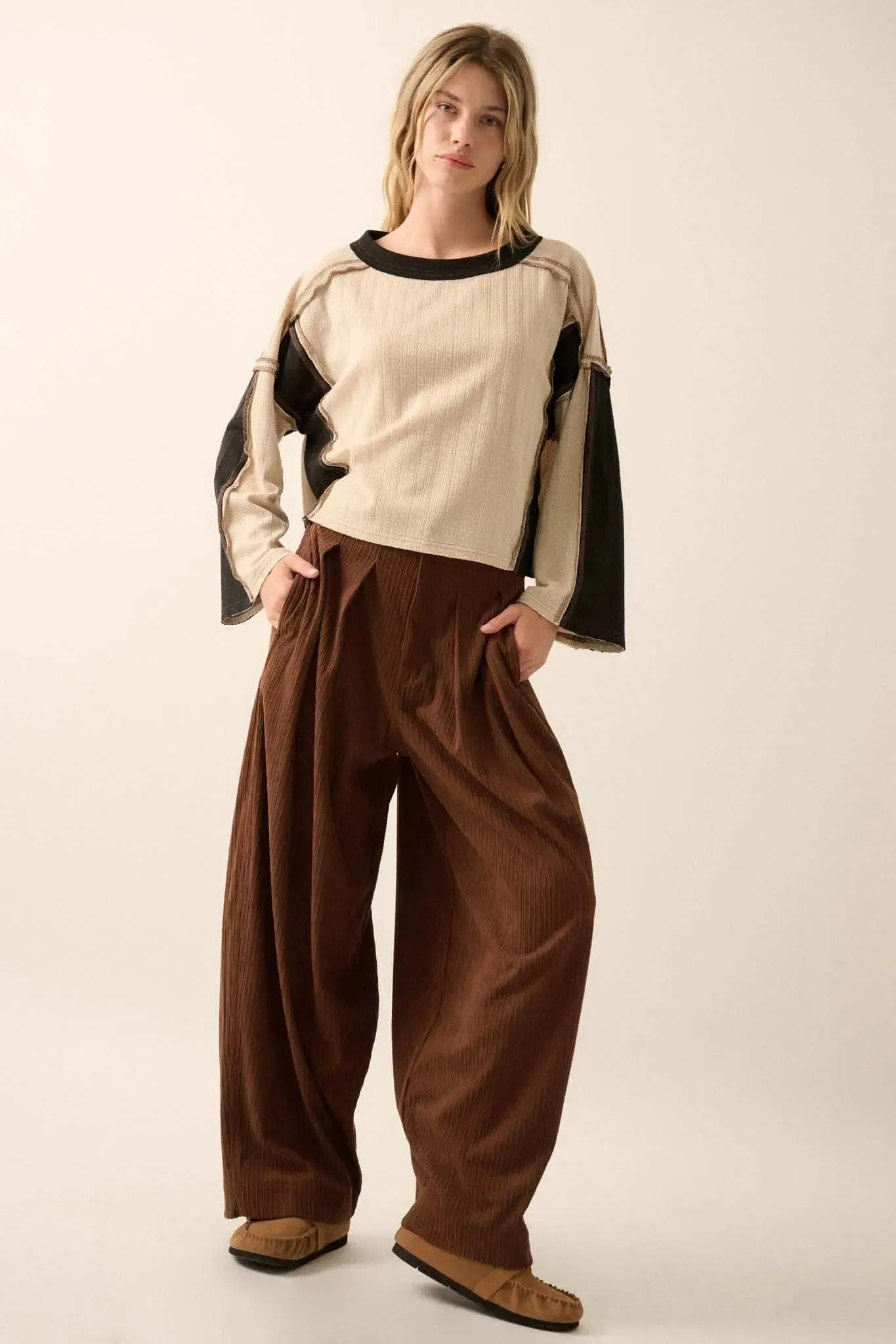 Block Party Exposed-Seam Patchwork Knit Top sold by Promesa product image thumbnail 5