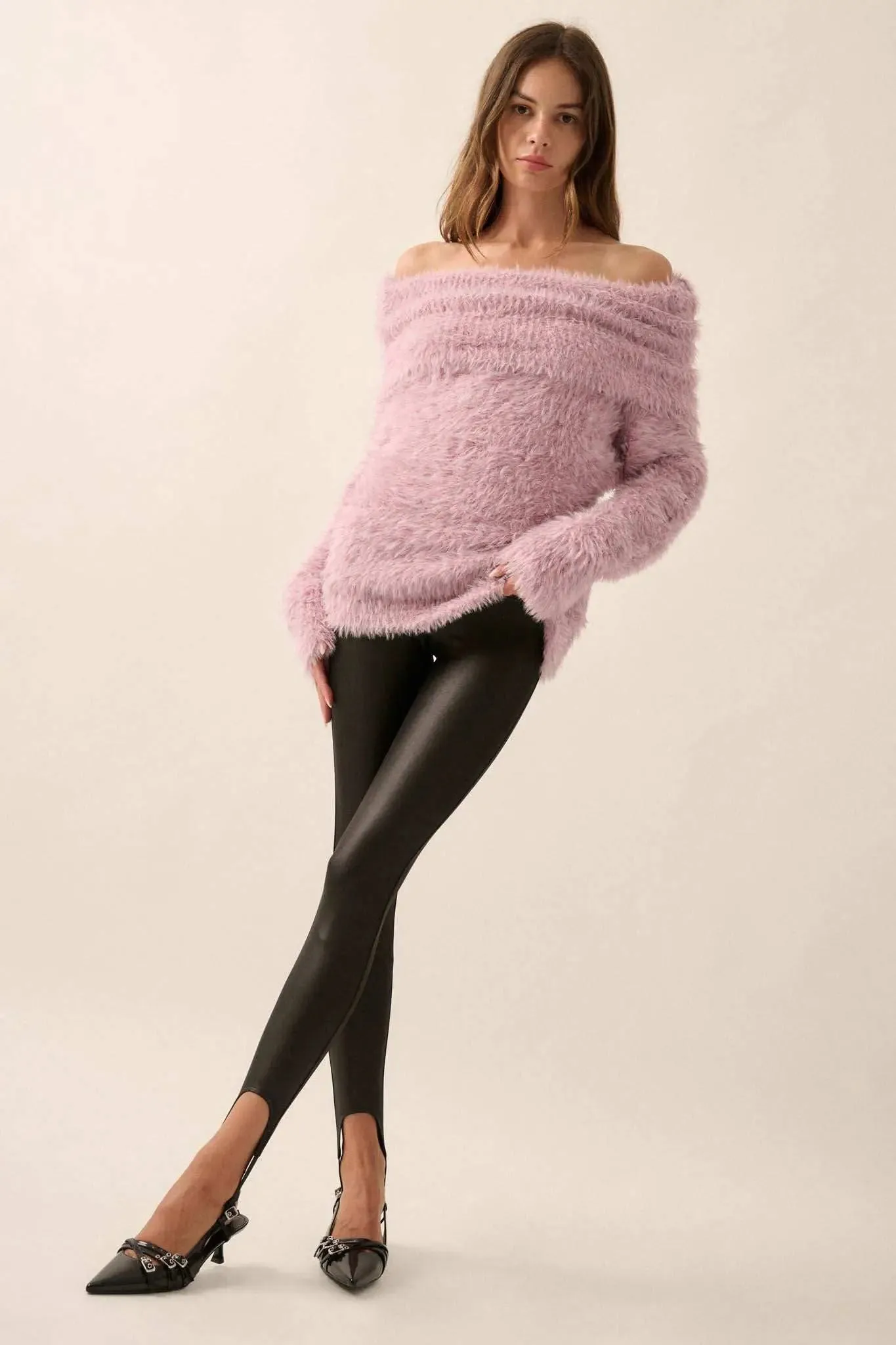 Fuzzy Wuzzy Convertible Cowl Neck Sweater sold by Promesa product image thumbnail 4
