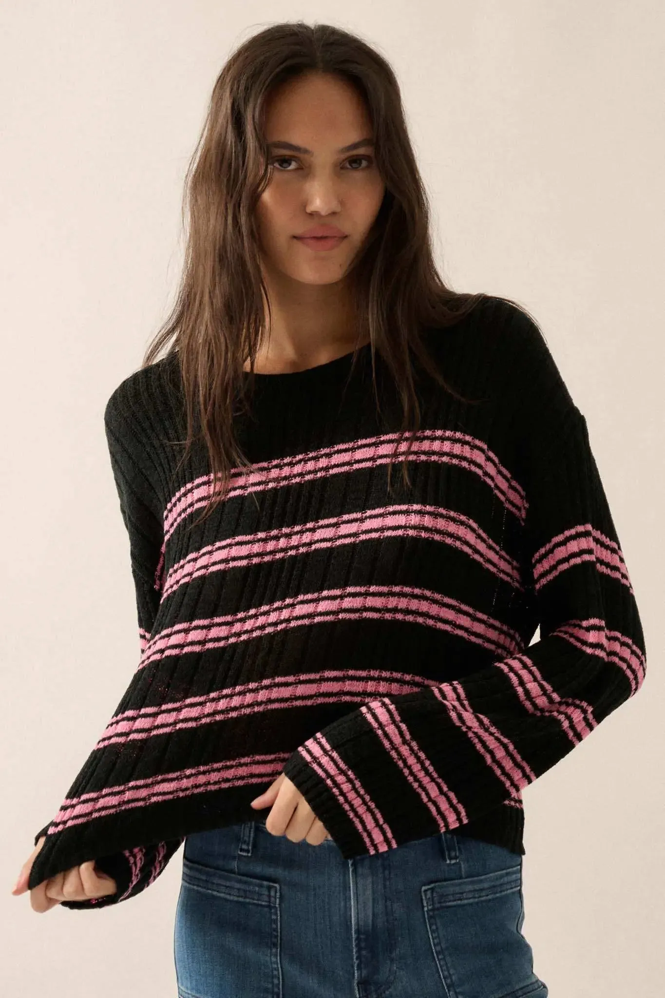 Rule the World Striped Ribbed Knit Sweater sold by Promesa product image thumbnail 5