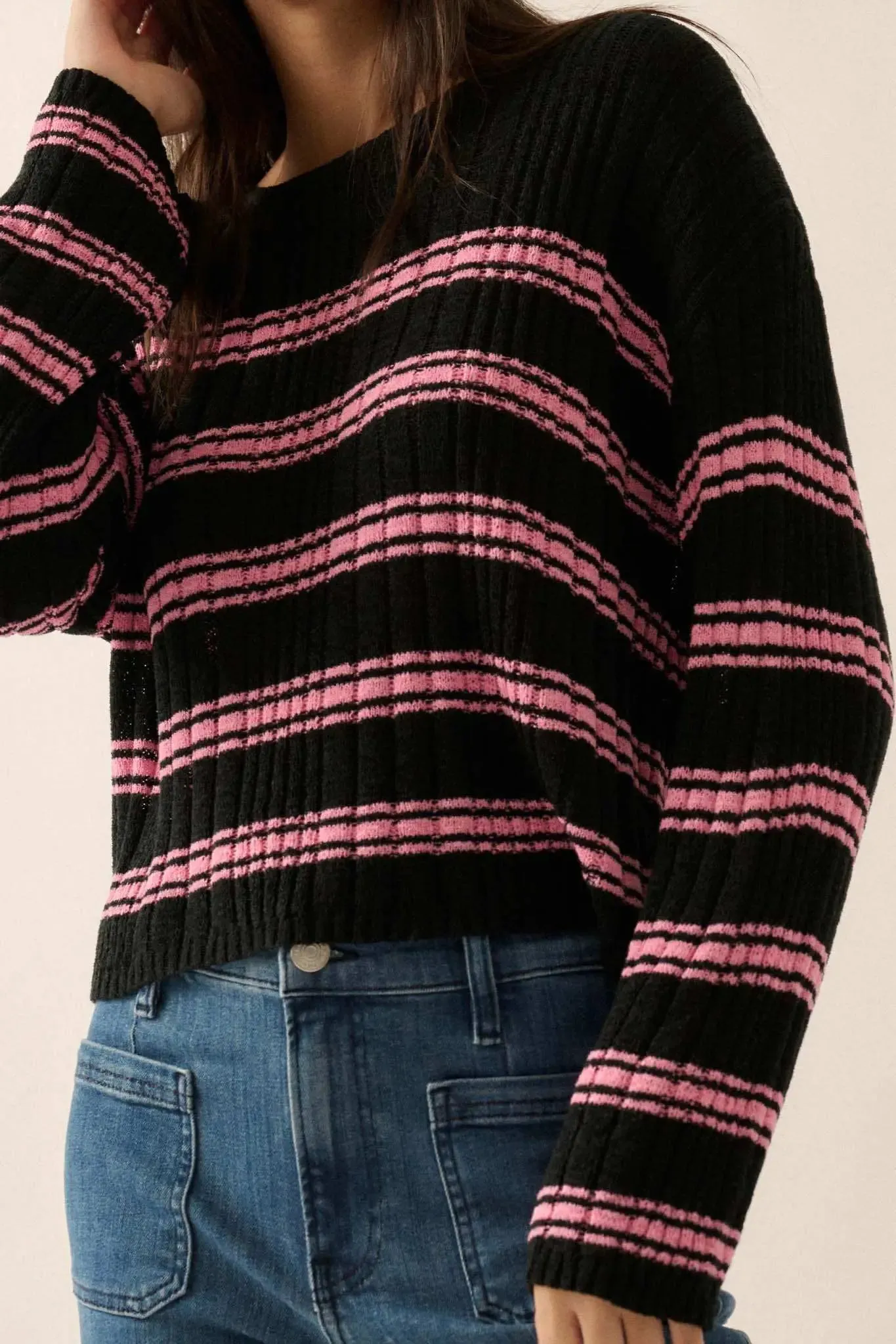 Rule the World Striped Ribbed Knit Sweater sold by Promesa product image thumbnail 4