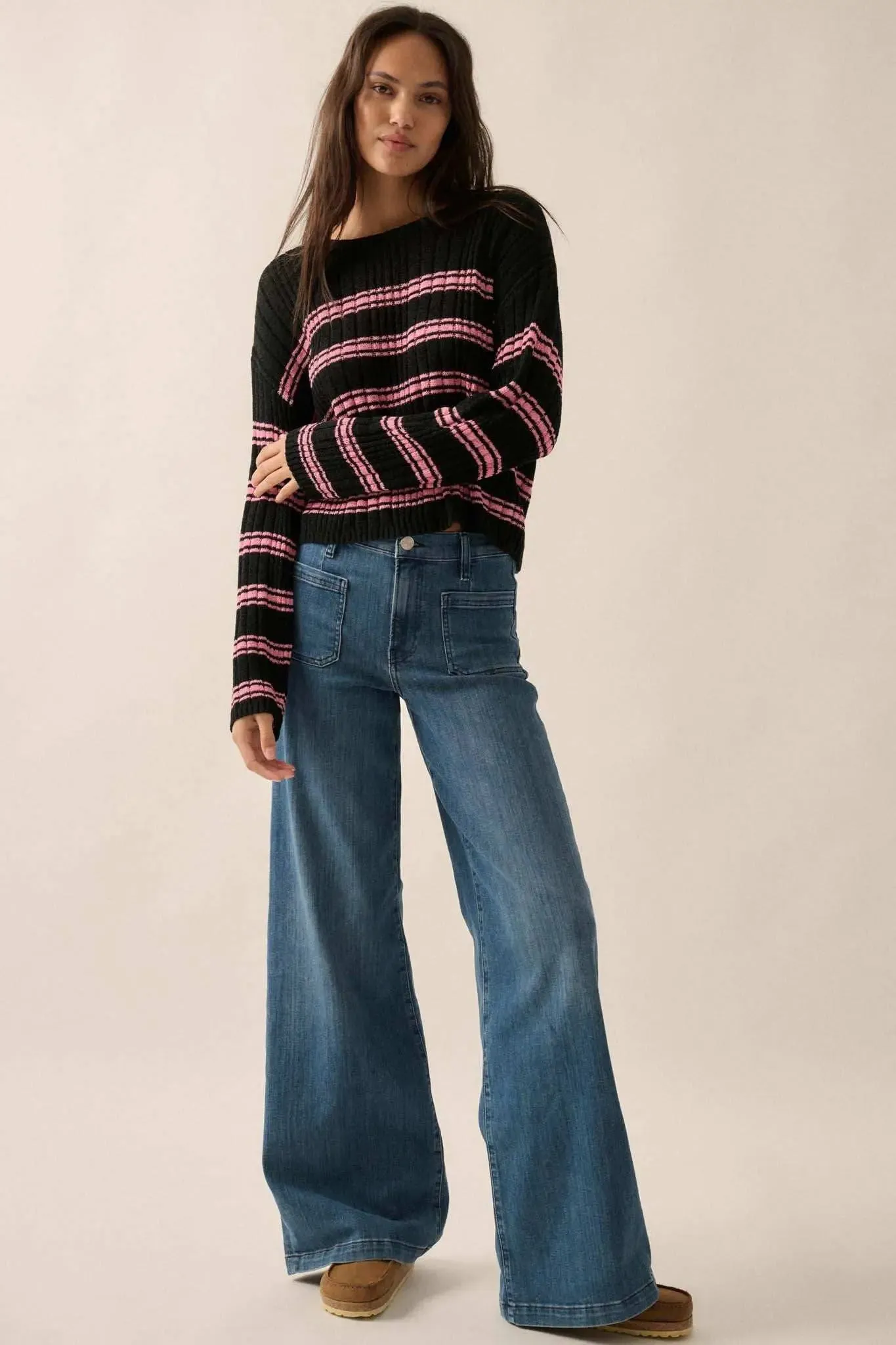 Rule the World Striped Ribbed Knit Sweater sold by Promesa product image thumbnail 3