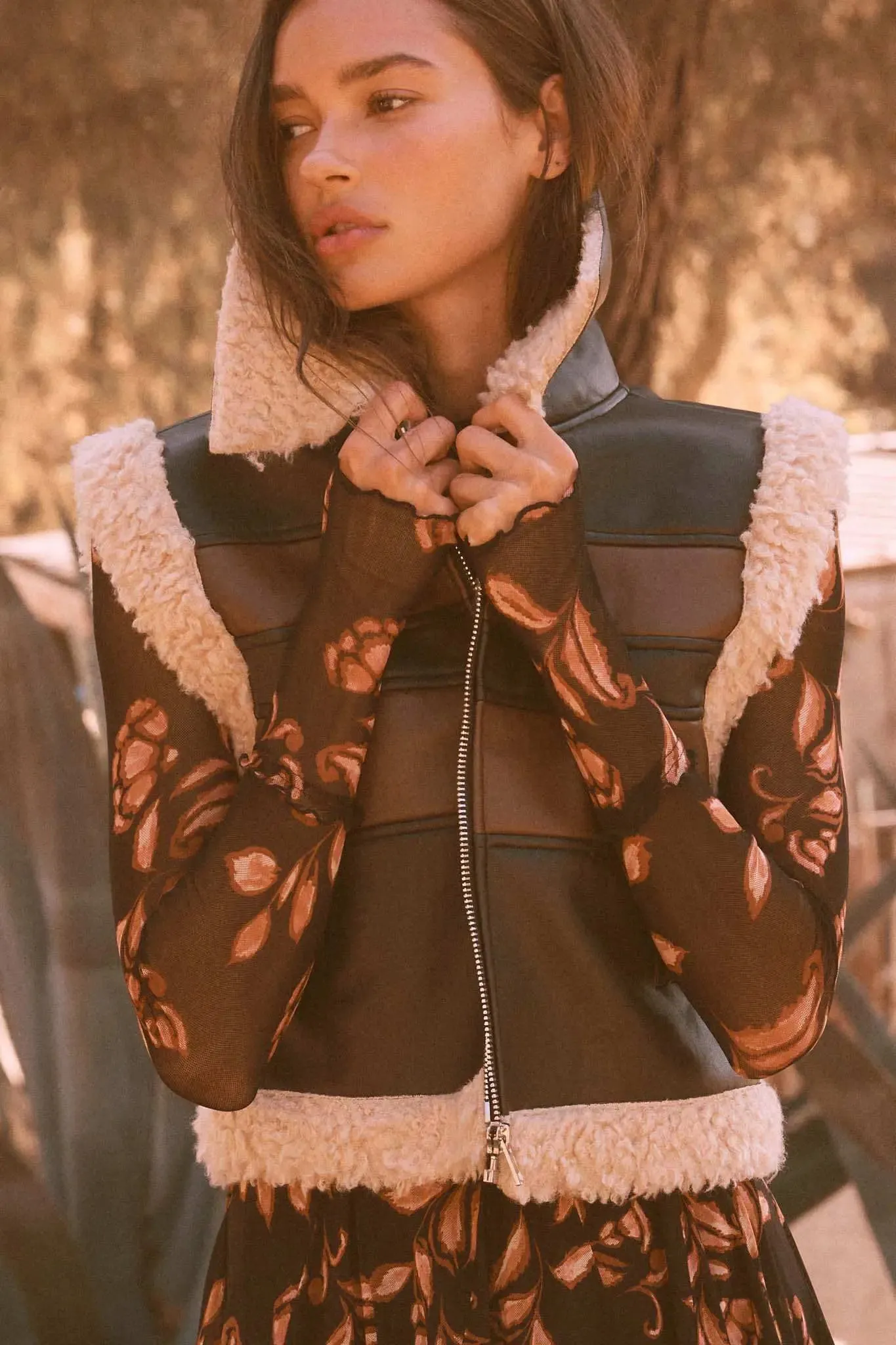 Hit the Highway Fur-Trim Vegan Leather Moto Vest sold by Promesa product image thumbnail 3