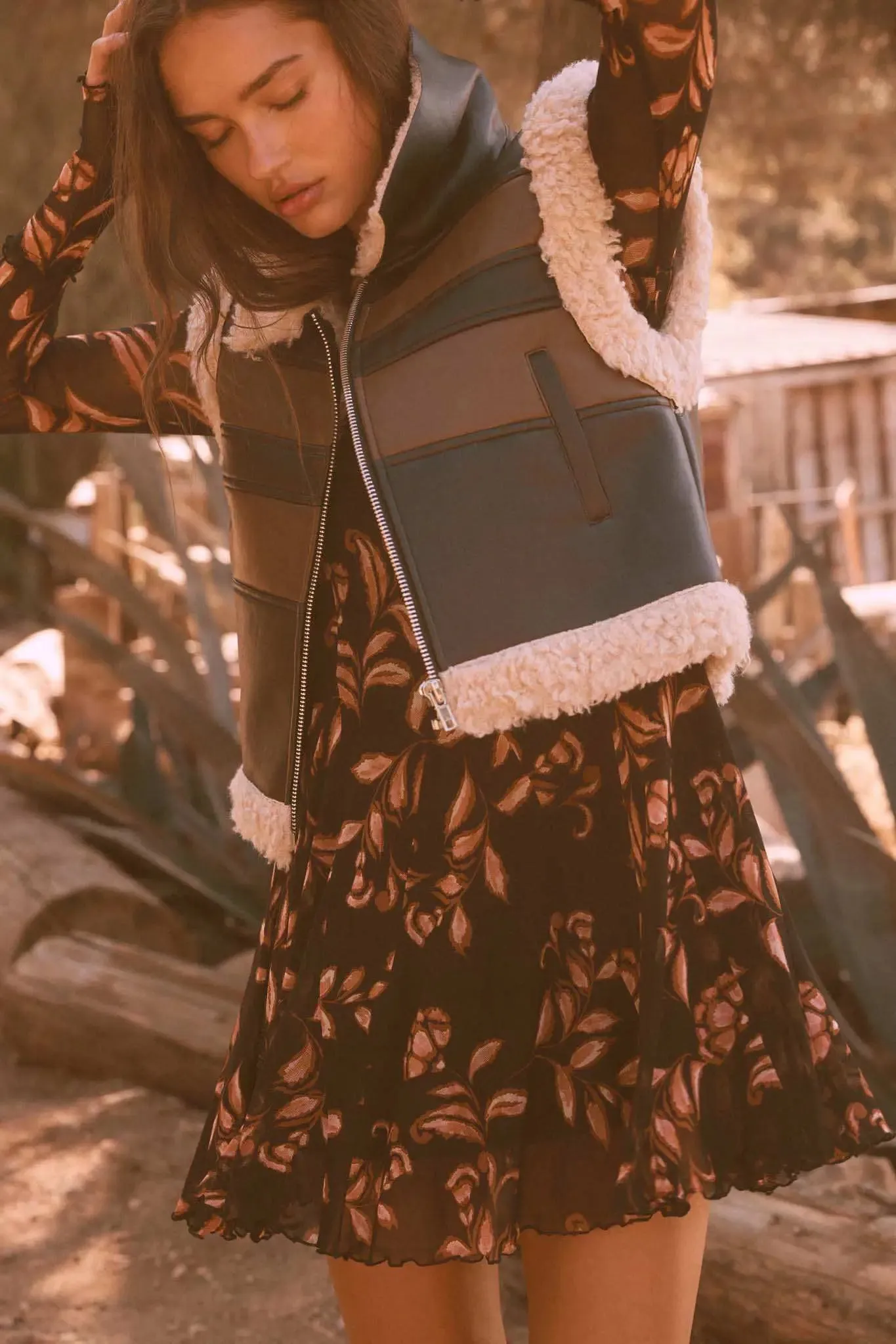 Hit the Highway Fur-Trim Vegan Leather Moto Vest sold by Promesa