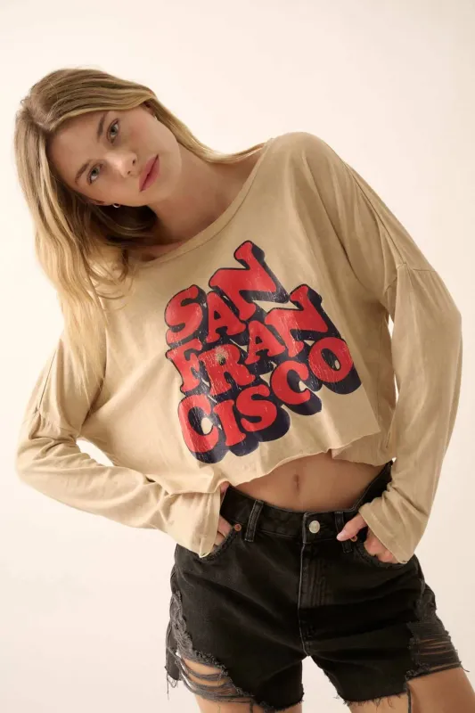 San Francisco Cropped Long-Sleeve Graphic Tee sold by Promesa
