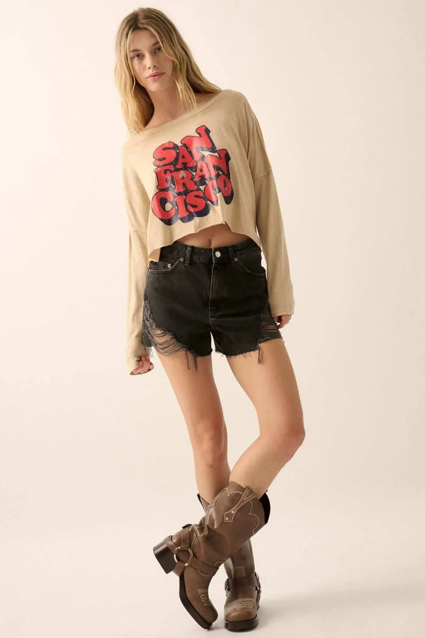 San Francisco Cropped Long-Sleeve Graphic Tee sold by Promesa product image thumbnail 3