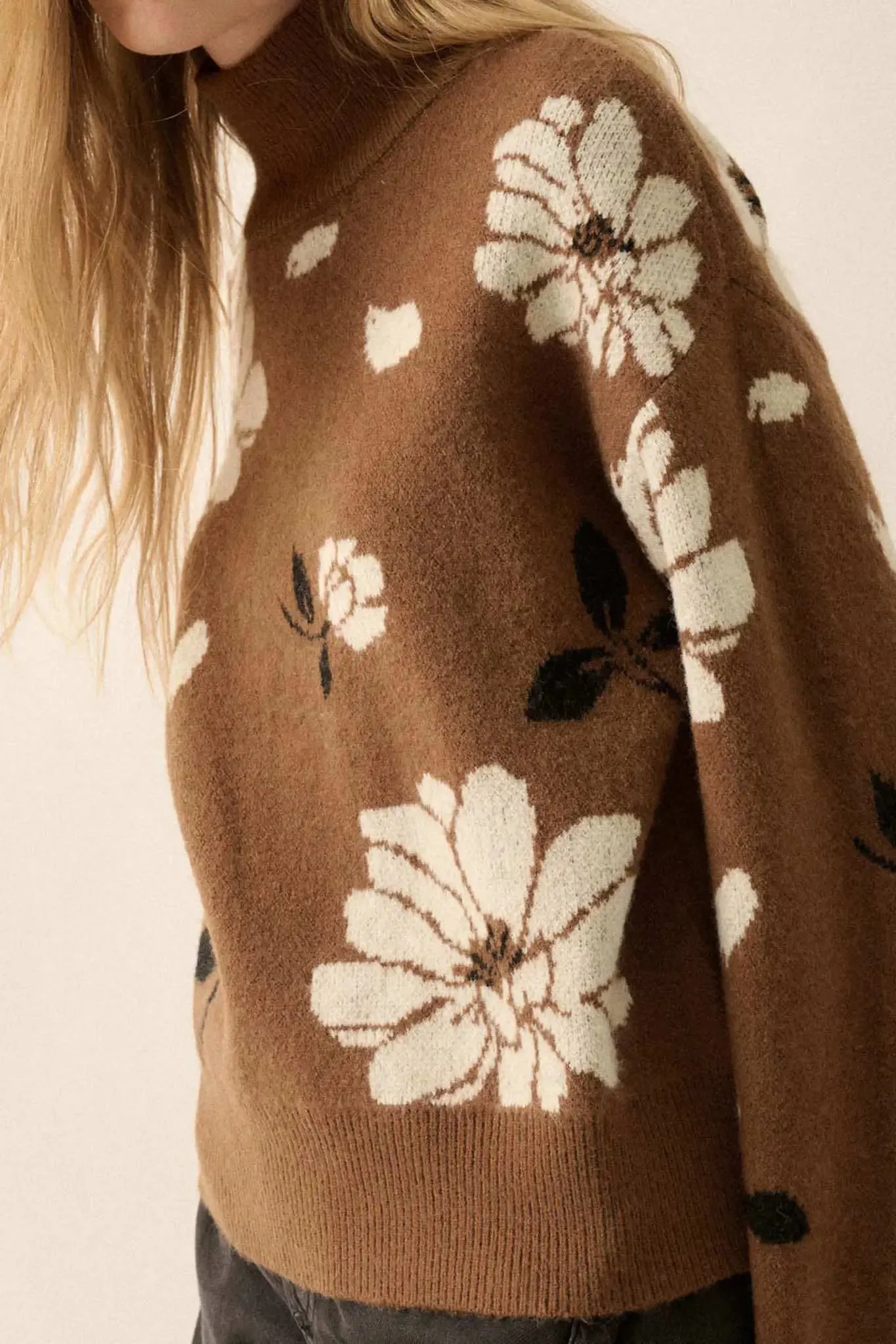 Winter Bouquet Mock-Neck Floral Jacquard Sweater sold by Promesa product image thumbnail 3