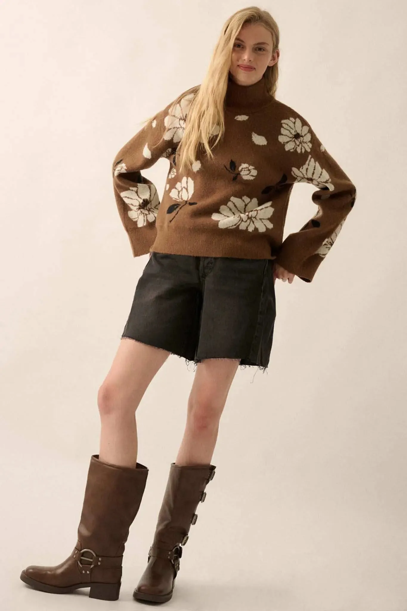 Winter Bouquet Mock-Neck Floral Jacquard Sweater sold by Promesa product image thumbnail 4