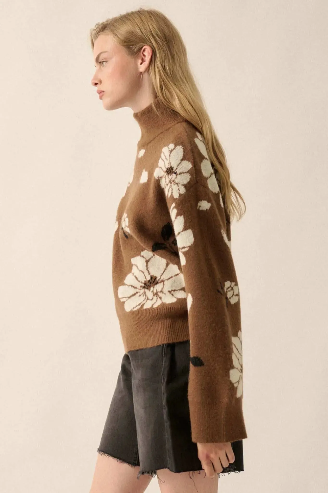 Winter Bouquet Mock-Neck Floral Jacquard Sweater sold by Promesa product image thumbnail 5