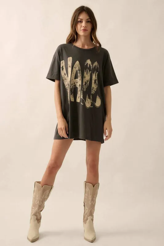 Y'all Cowboy Boots Oversize Cuffed Graphic Tee sold by Promesa