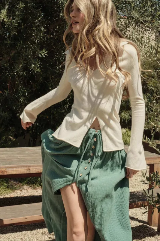 Promise the Label Brushed Knit Split-Front Top sold by Promesa