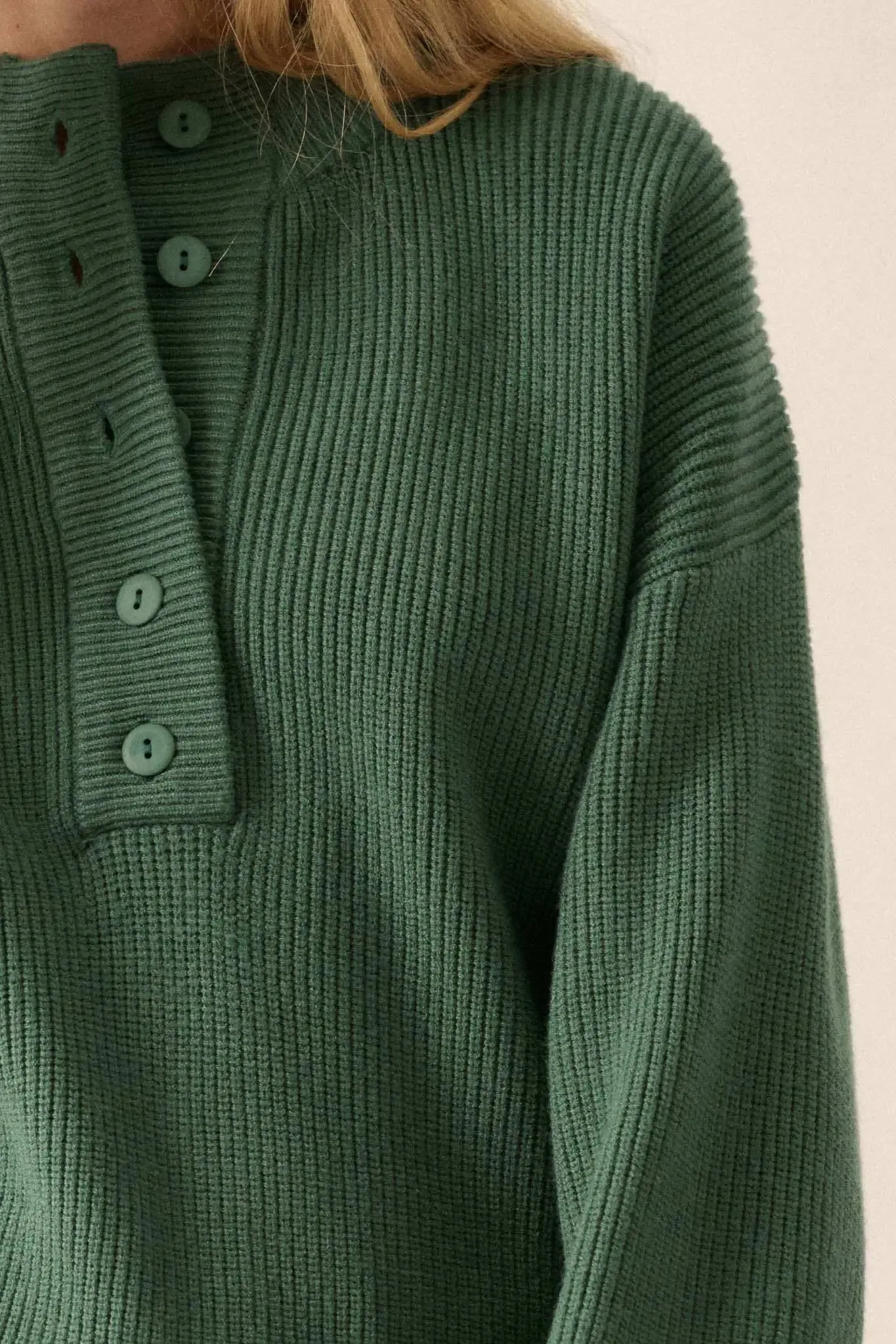 Say Anything Ribbed Knit Henley Sweater sold by Promesa product image thumbnail 4