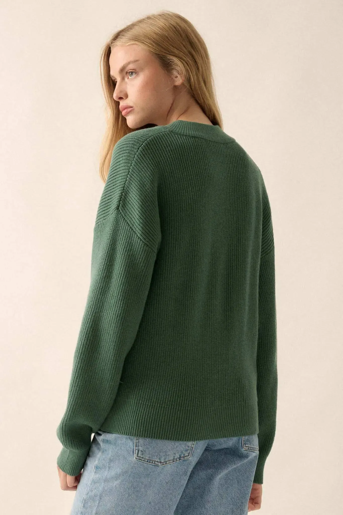 Say Anything Ribbed Knit Henley Sweater sold by Promesa product image thumbnail 2