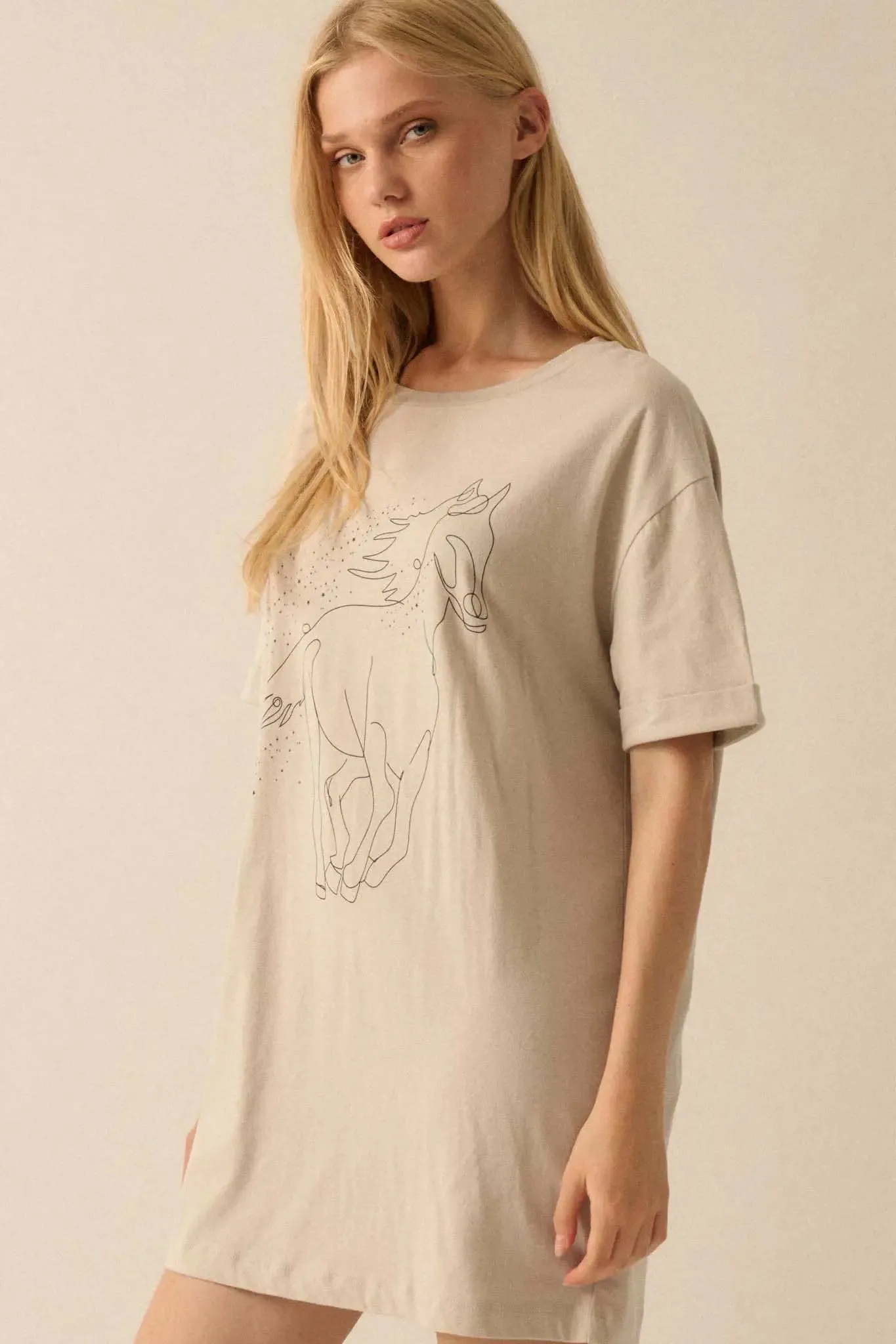 Wild Horses Oversize Hand-Drawn Graphic Tee sold by Promesa product image thumbnail 5
